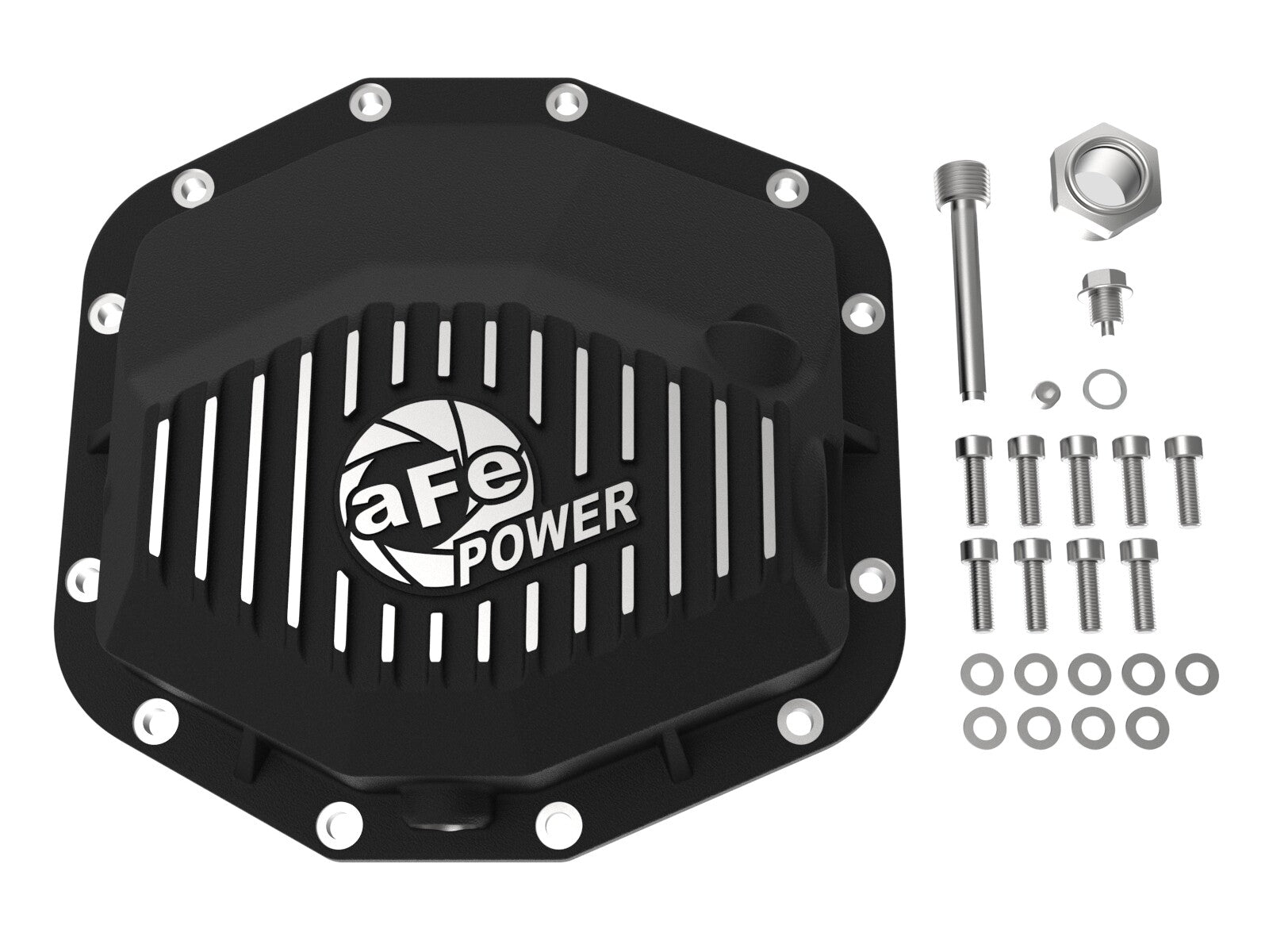Pro Series Rear Differential Cover Black w/ Machined Fins Ram 1500 Trx 21-24/1500 Rho 25-26 aFe Power