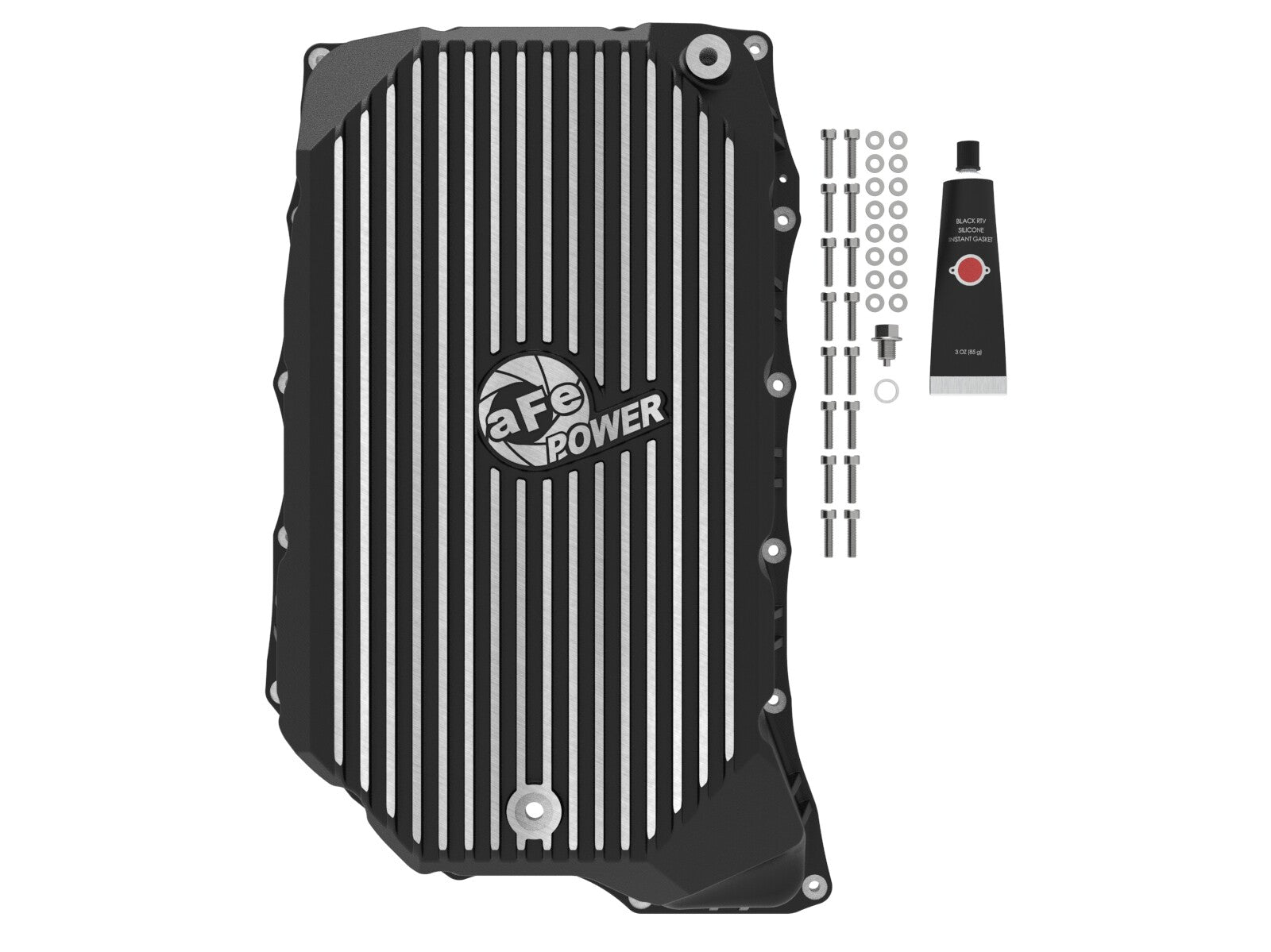 Pro Series Transmission Pan Black w/ Machined Fins GM Diesel Trucks 20-26 V8-6.6L (td) L5P aFe Power