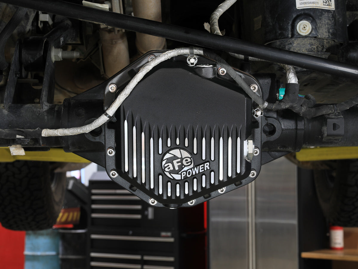 Pro Series Rear Differential Cover Black w/ Machined Fins Ford Bronco Raptor 22-26 V6-3.0L (tt) aFe Power