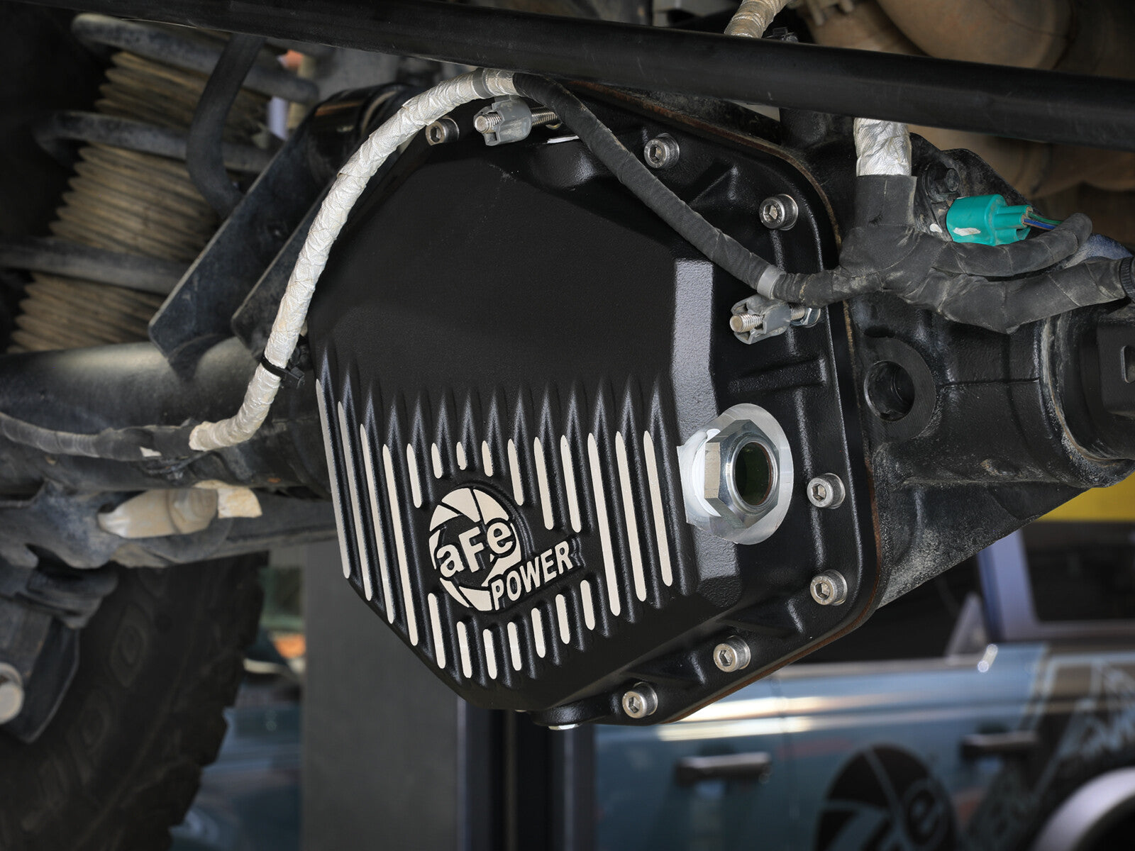 Pro Series Rear Differential Cover Black w/ Machined Fins Ford Bronco Raptor 22-26 V6-3.0L (tt) aFe Power