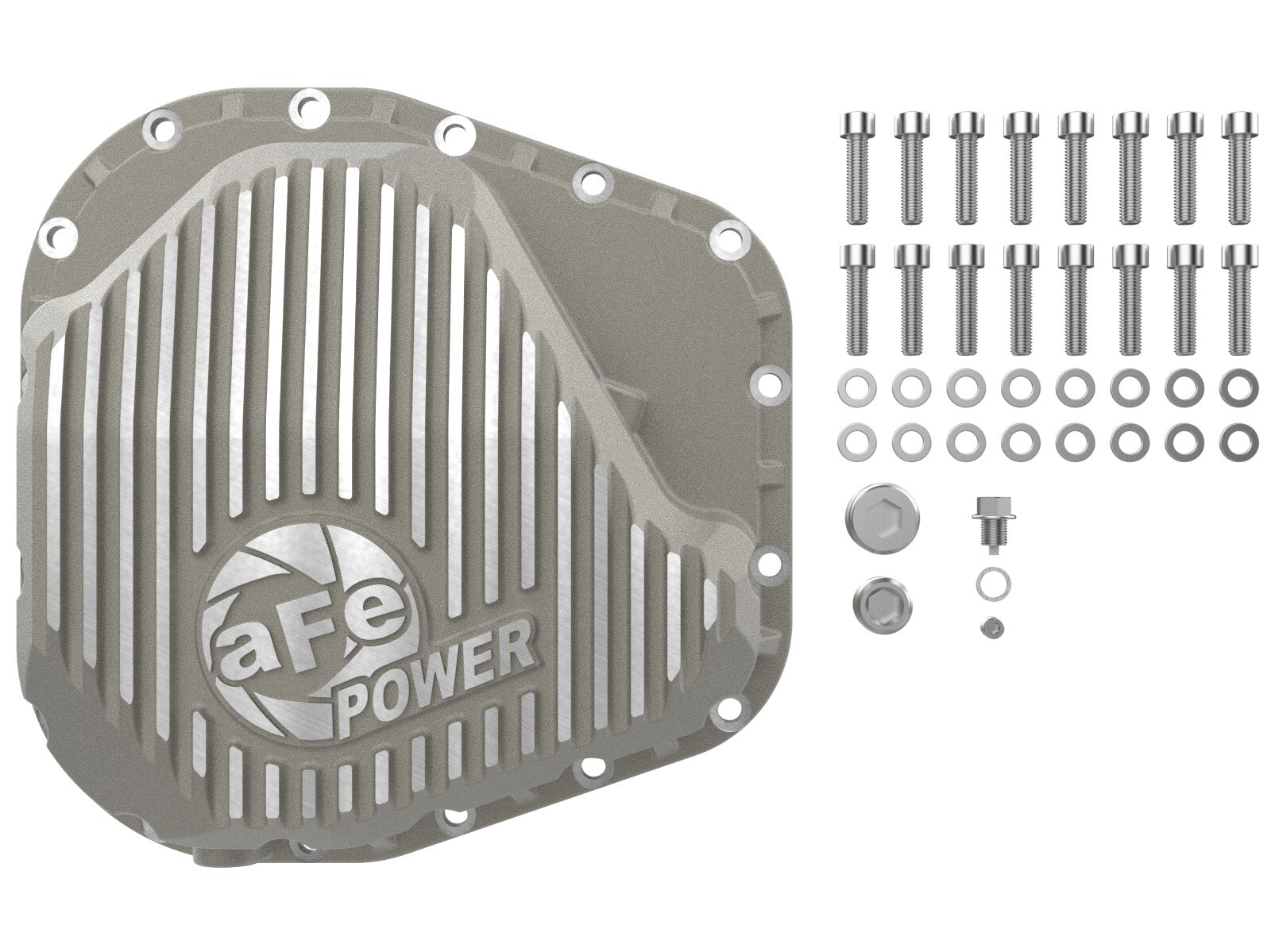 Street Series Rear Differential Cover Raw w/ Machined Fins Ford F-250/350 23-26 V8 (Sterling 11.6) aFe Power
