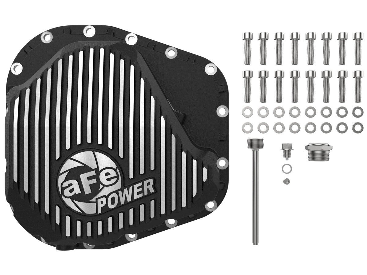Pro Series Rear Differential Cover Black w/ Machined Fins Ford F-250/350 23-26 V8 (Sterling 11.6) aFe Power