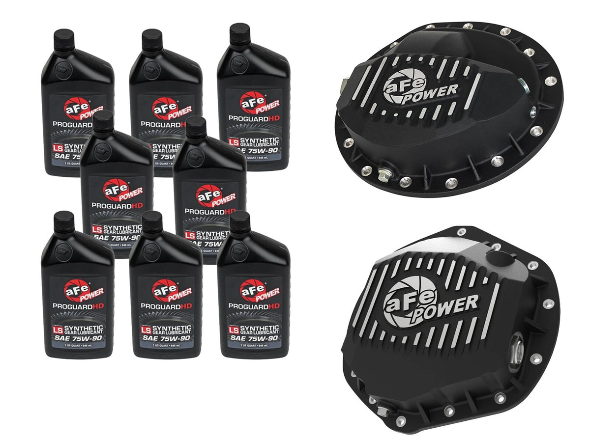 Front & Rear Diff Guard Package w/ Oil Dodge Diesel Trucks 03-13 L6 (Aam 9.25-14 & Aam 11.5-14) aFe Power