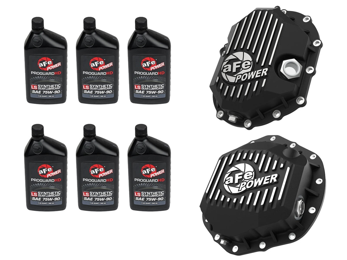Front & Rear Diff Guard Package w/ Oil GM Diesel Trucks 20-26 V8-6.6L (td) L5P aFe Power