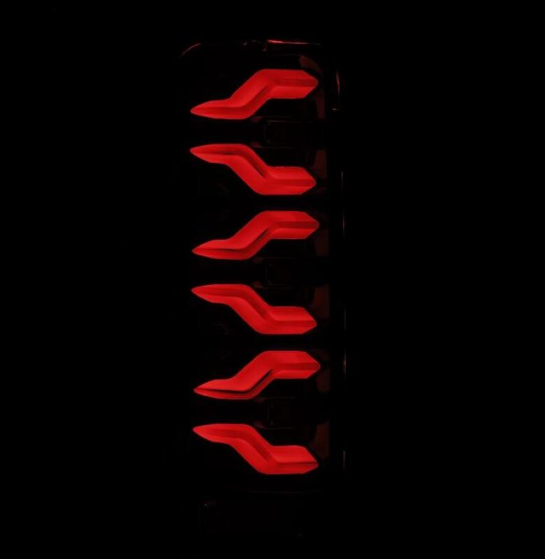 AlphaRex Luxx-Series LED tail lights for 87-96 Ford Bronco and F-150 in alpha-black, featuring a sleek red design.