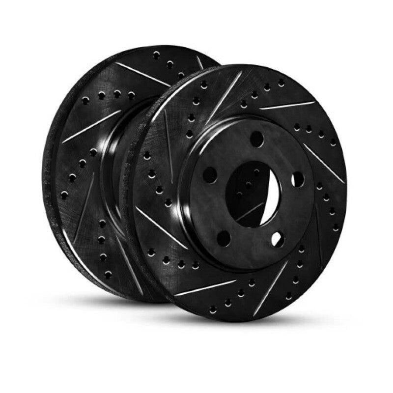 R1 24-25 Toyota 4Runner Front Left Drilled & Slotted Black Brake Rotor