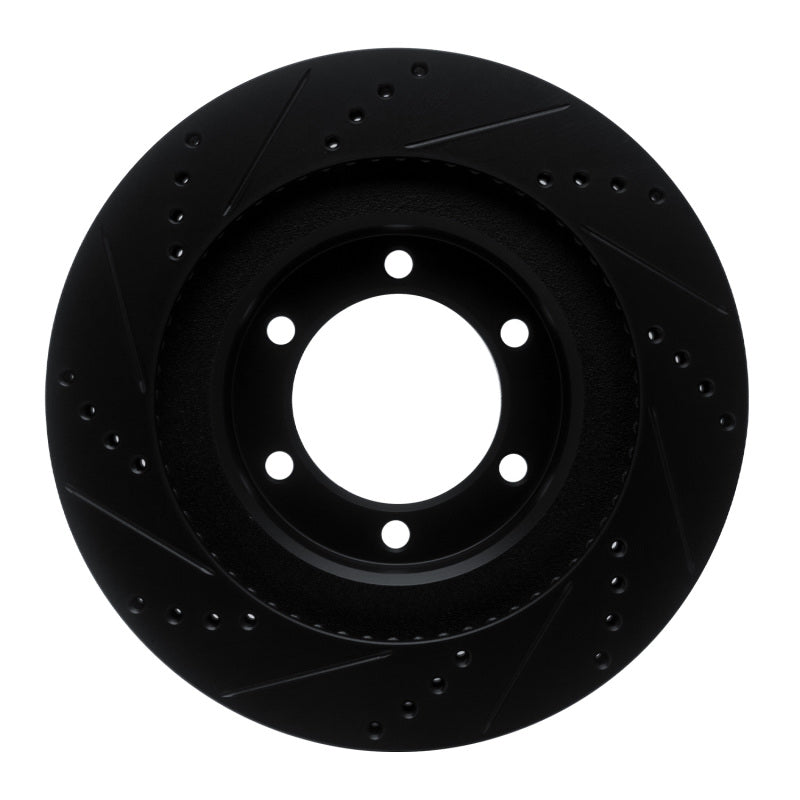 R1 03-09 Lexus GX470 Front Right Drilled & Slotted Black Brake Rotor