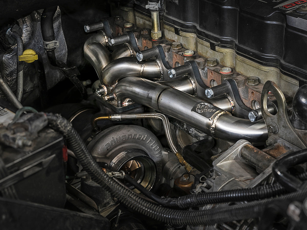 Twisted Steel 304 Stainless Steel Header w/ T3 Turbo Flange Dodge Diesel Trucks 03-07 L6-5.9L (td) aFe Power
