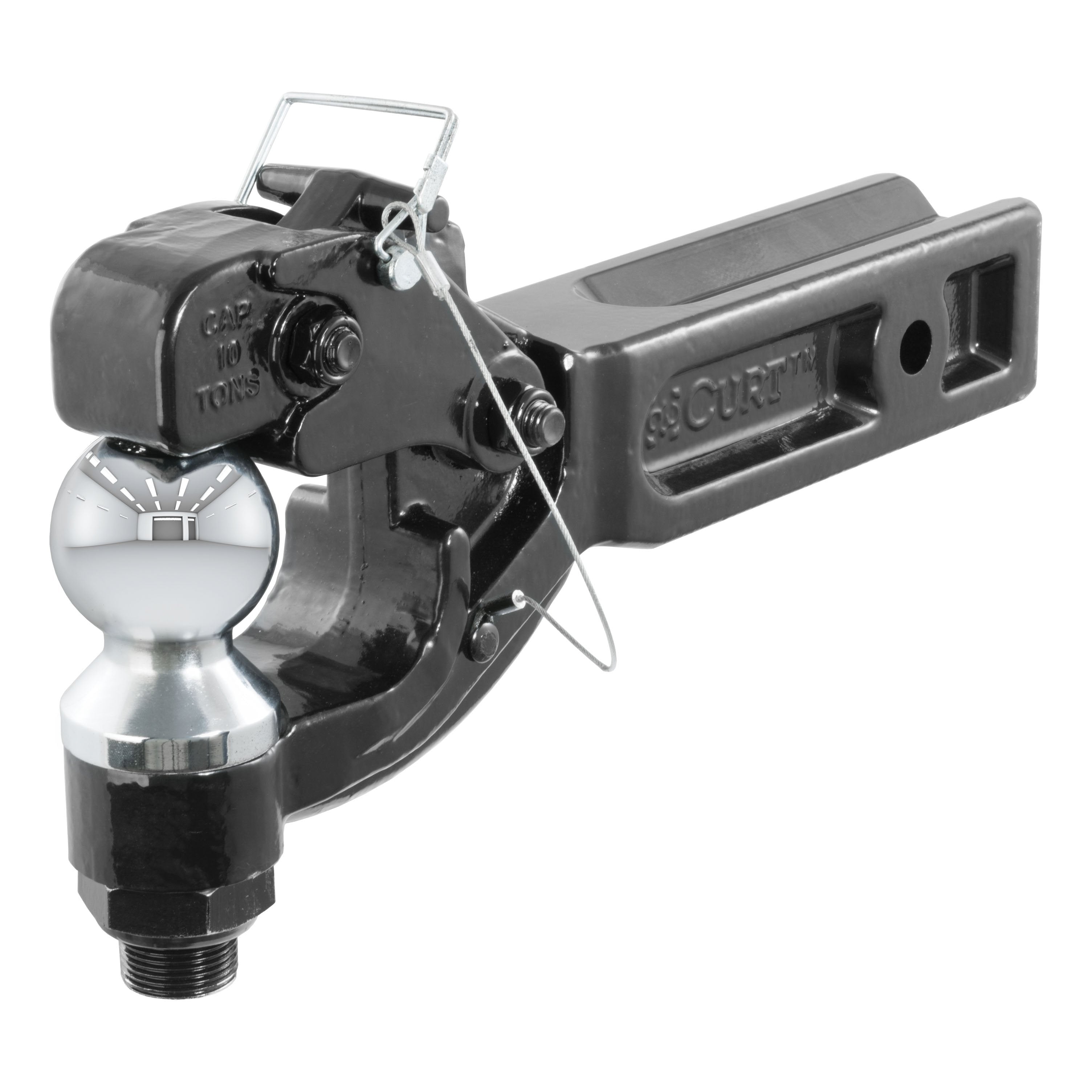CURT Pintle Hitch with 2-5/16-Inch Trailer Ball, Fits 2-1/2-Inch Receiver, 20,000 lbs, 15-Inch Length Model 48012