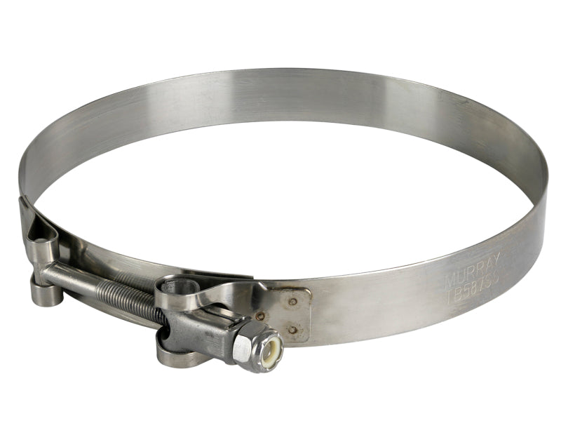 afe Magnum FORCE T-Bolt clamp kit designed for 5-9/16 inch to 5-7/8 inch ID range, made of durable stainless steel.