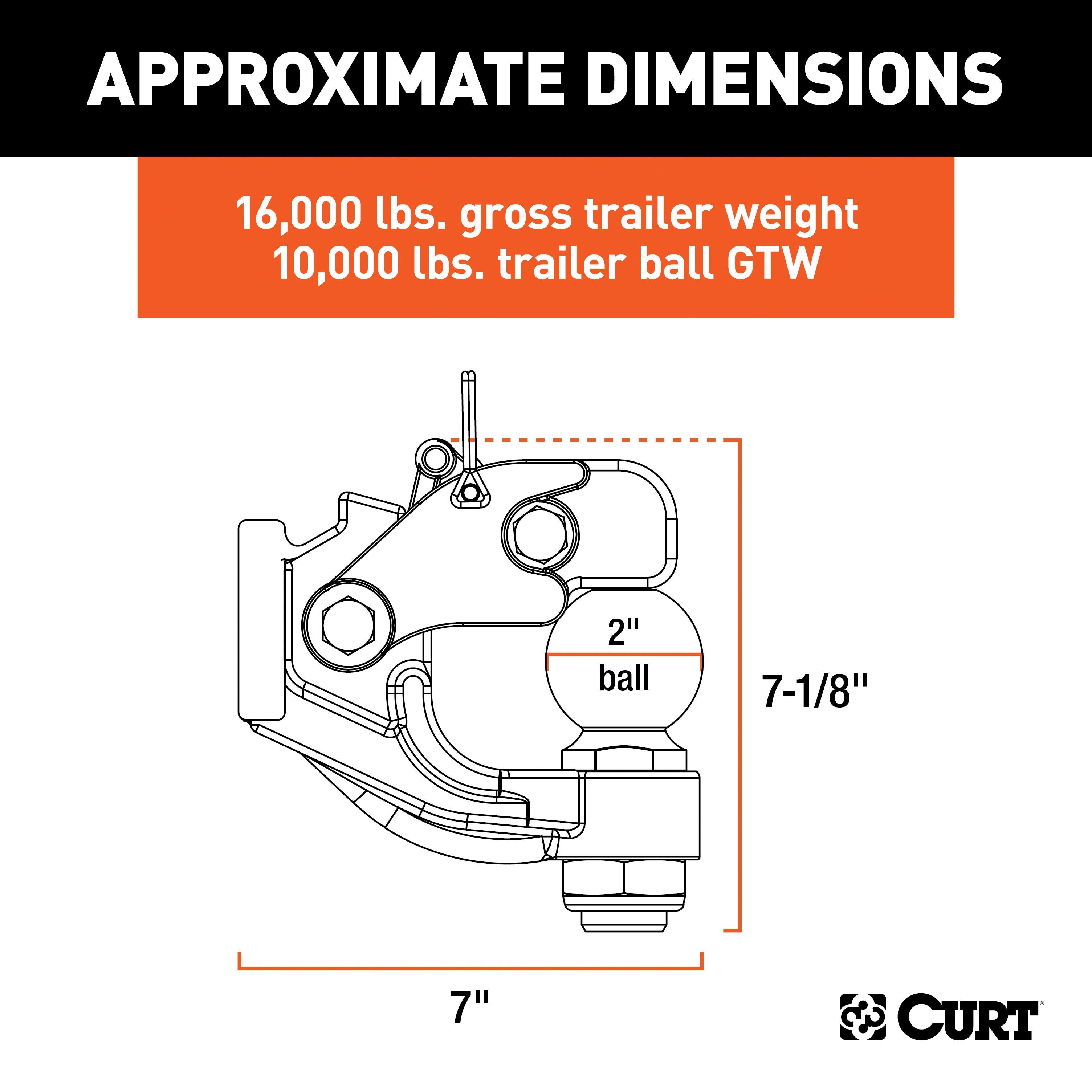 CURT Pintle Hitch with 2-Inch Trailer Ball, 16,000 lbs, Mount Required Model 48190