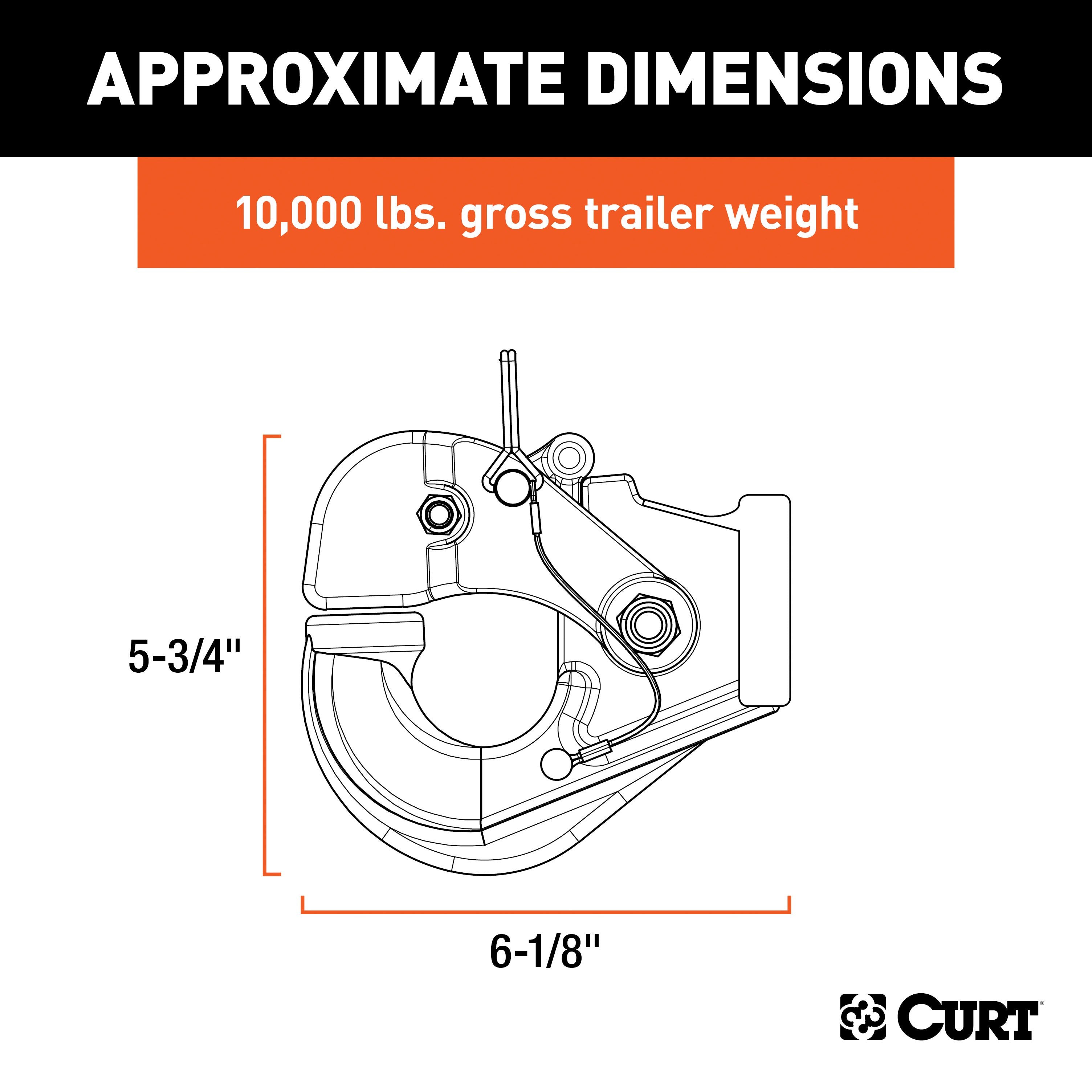 CURT Pintle Hook Hitch 10,000 lbs, Fits 2-1/2 to 3-Inch Lunette Ring, Mount Required Model 48205