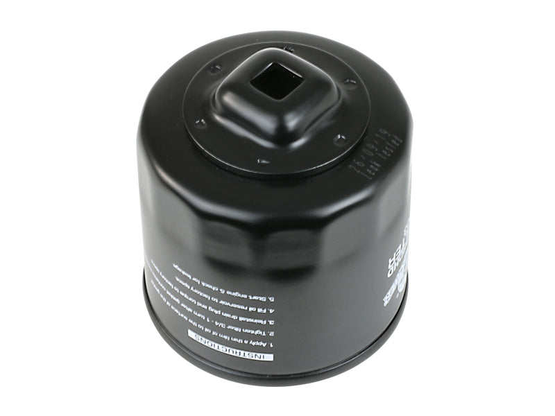 aFe ProGuard Oil Filter for Yamaha 5GH-13440-50-00, black cylindrical design, sold in a pack of four for reliable engine protection.