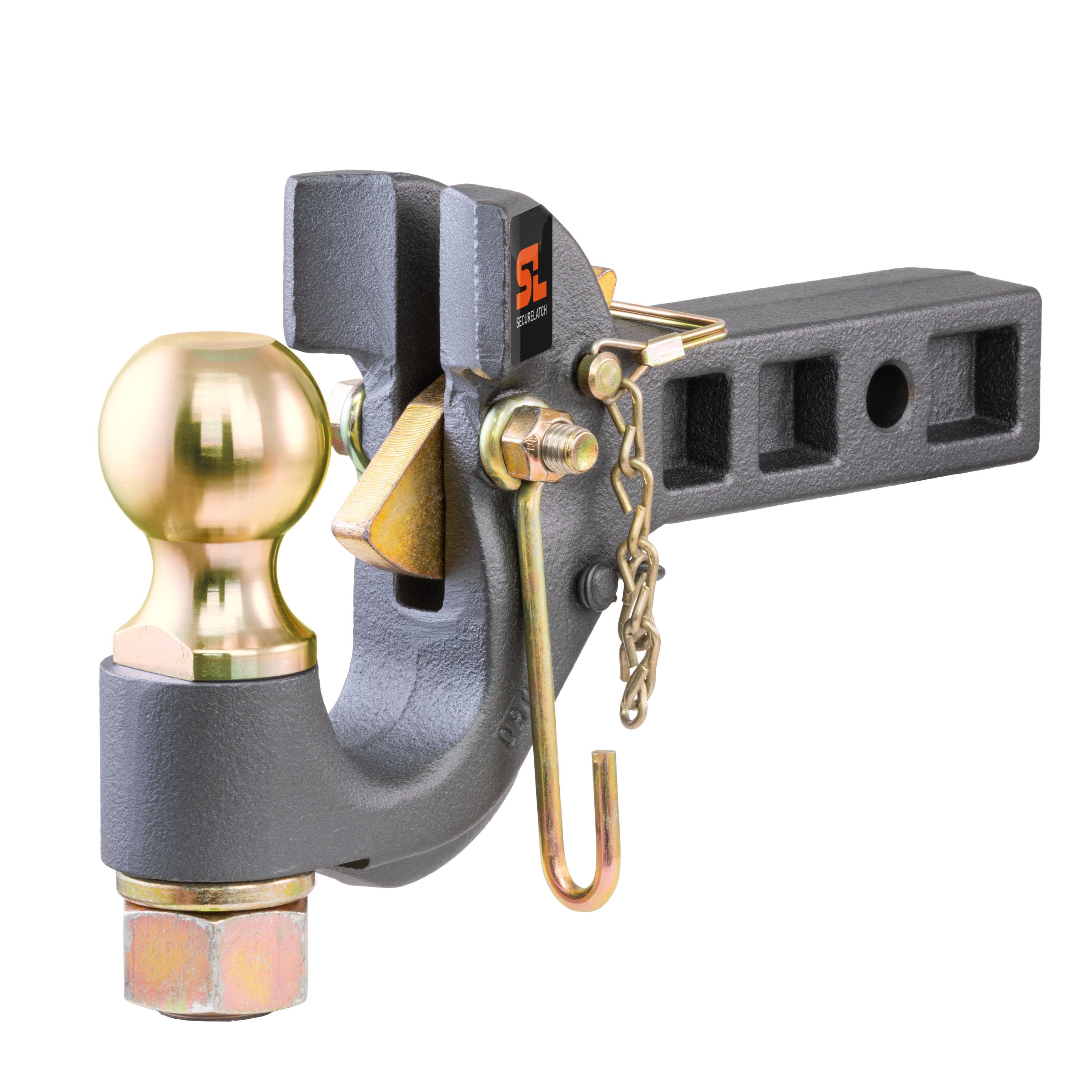CURT SecureLatch Receiver-Mount 2-5/16-Inch Ball and Pintle Hitch Combination, 2-In Shank, 14,000 Pounds Model 48406