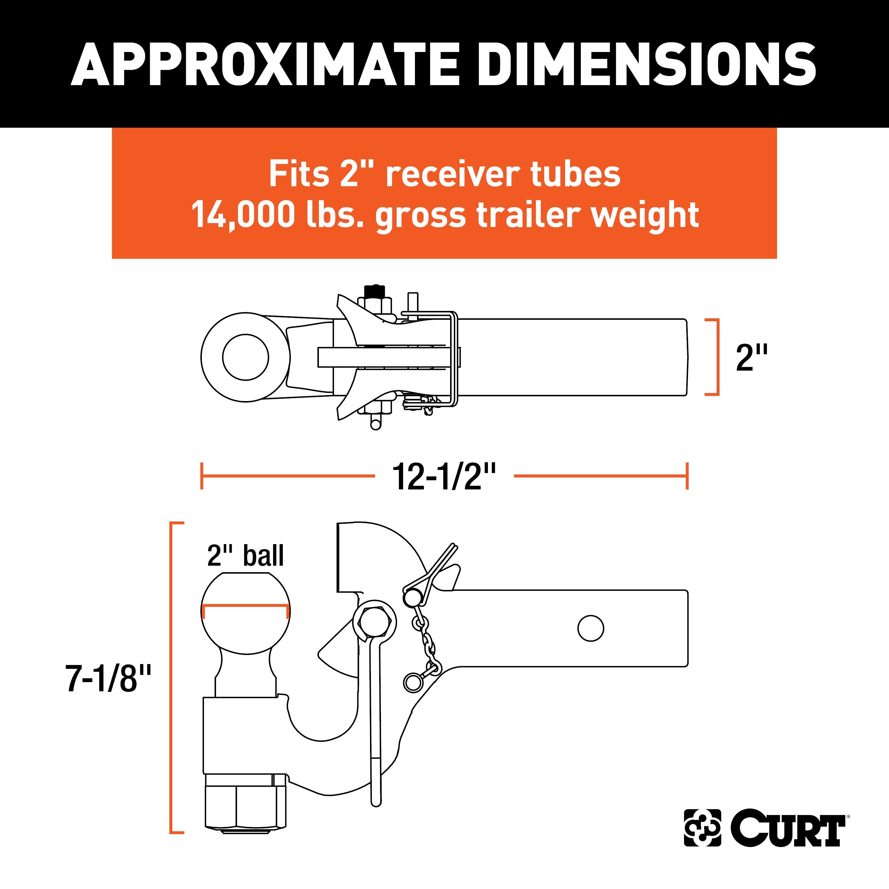 CURT SecureLatch Receiver-Mount 2-Inch Ball and Pintle Hitch Combination, 2-In Shank, 14,000 Pounds Model 48407