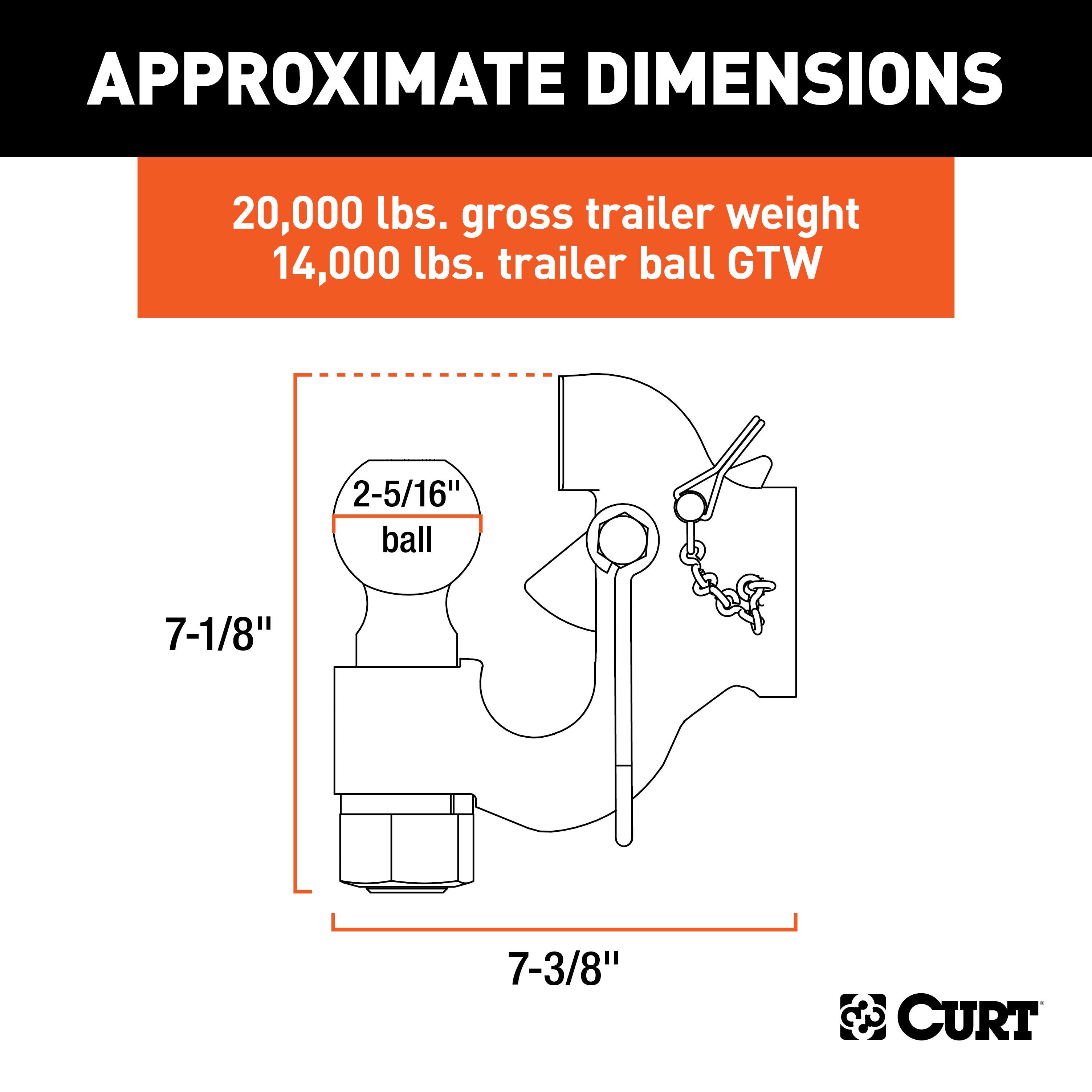 CURT SecureLatch 2-5/16-Inch Ball and Pintle Hitch Hook Combination, 20,000 Pounds, Mount Required Model 48410
