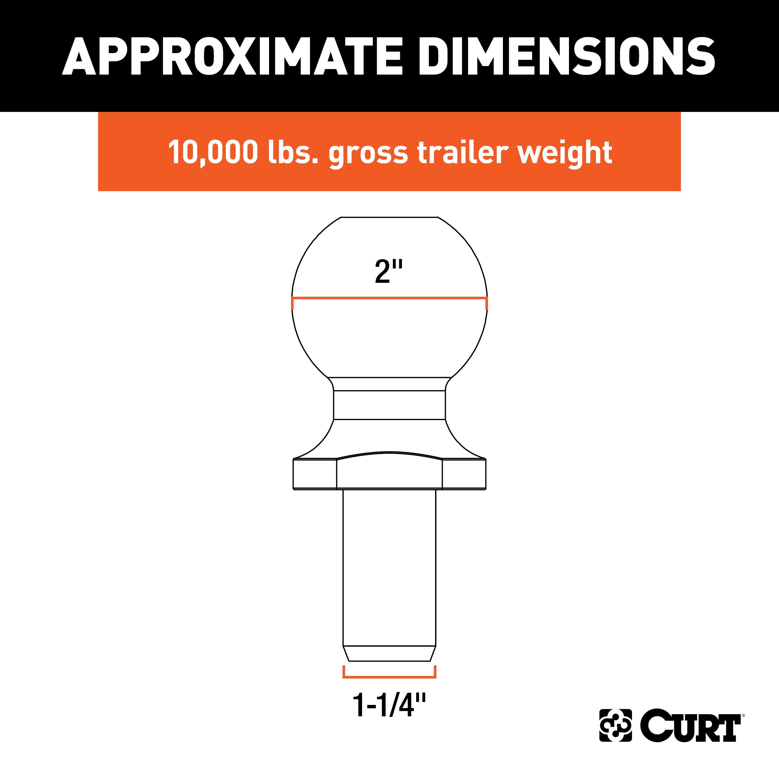 CURT Replacement SecureLatch 2-Inch Pintle Hitch Ball, 10,000, 1-1/4-Inch Shank Diameter Model 48420