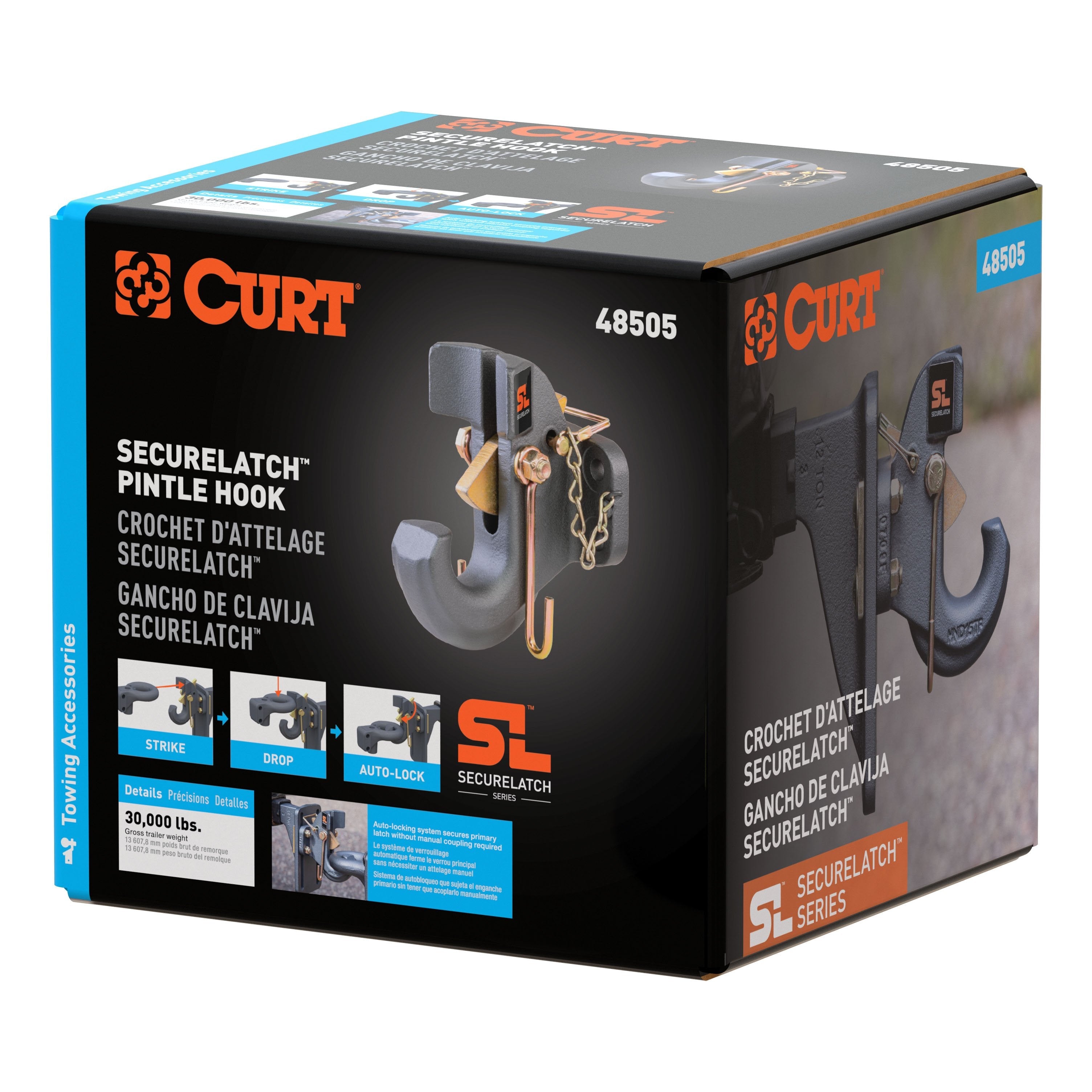 CURT SecureLatch Pintle Hook, 30,000 Pounds, Mount Required Model 48505