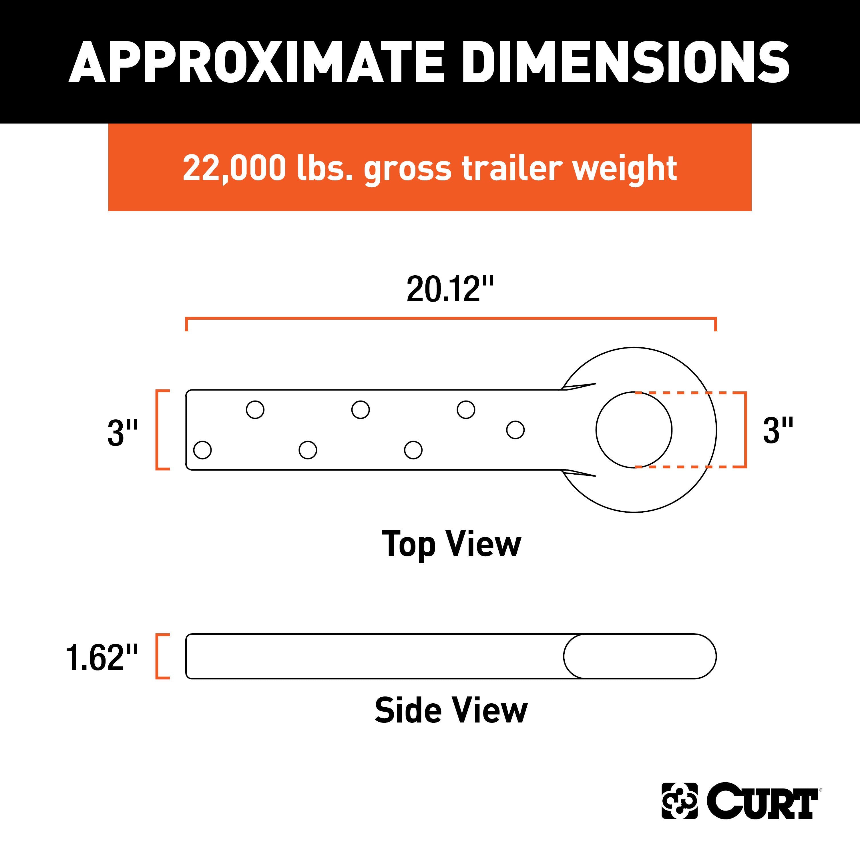 CURT Black Steel Pintle Hitch Lunette Ring 3-Inch ID, 22,000 lbs Model 48510
