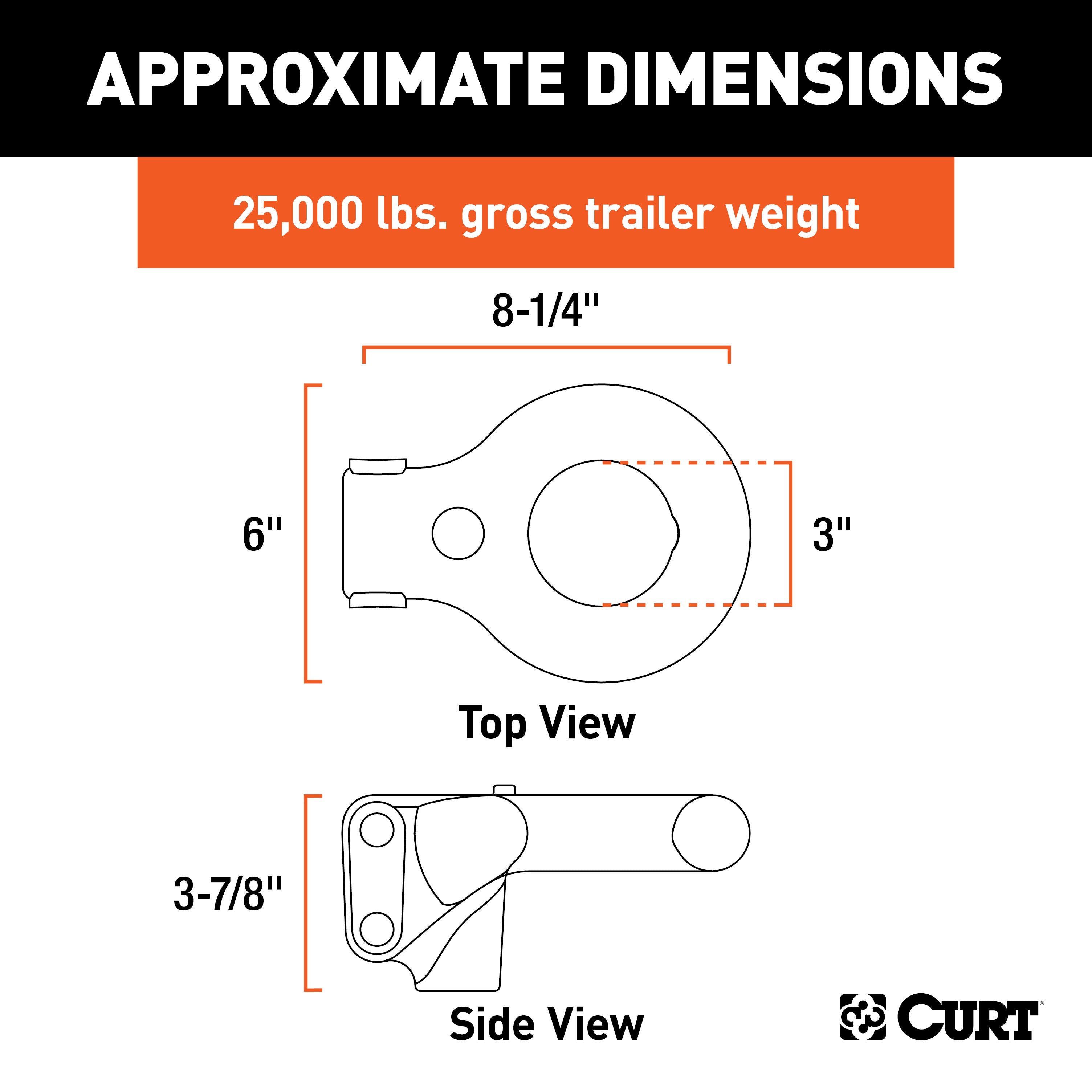 CURT SecureLatch Channel-Style Lunette Ring, 25,000 Pounds, 3-Inch ID Model 48625
