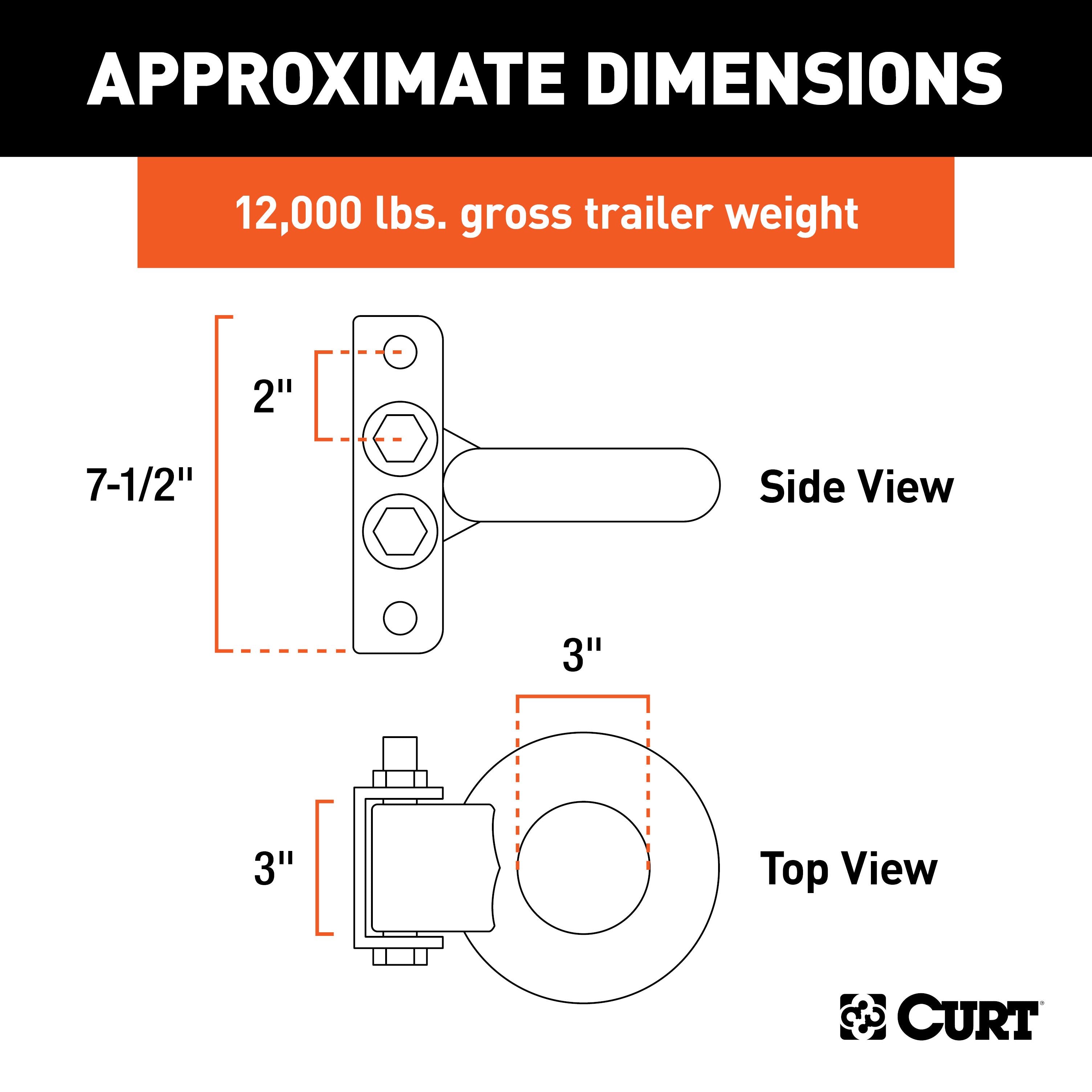 CURT Raw Steel Adjustable Pintle Hitch Lunette Ring 3-In ID, 12,000 lbs, 7-1/2-Inch Channel Height Model 48631