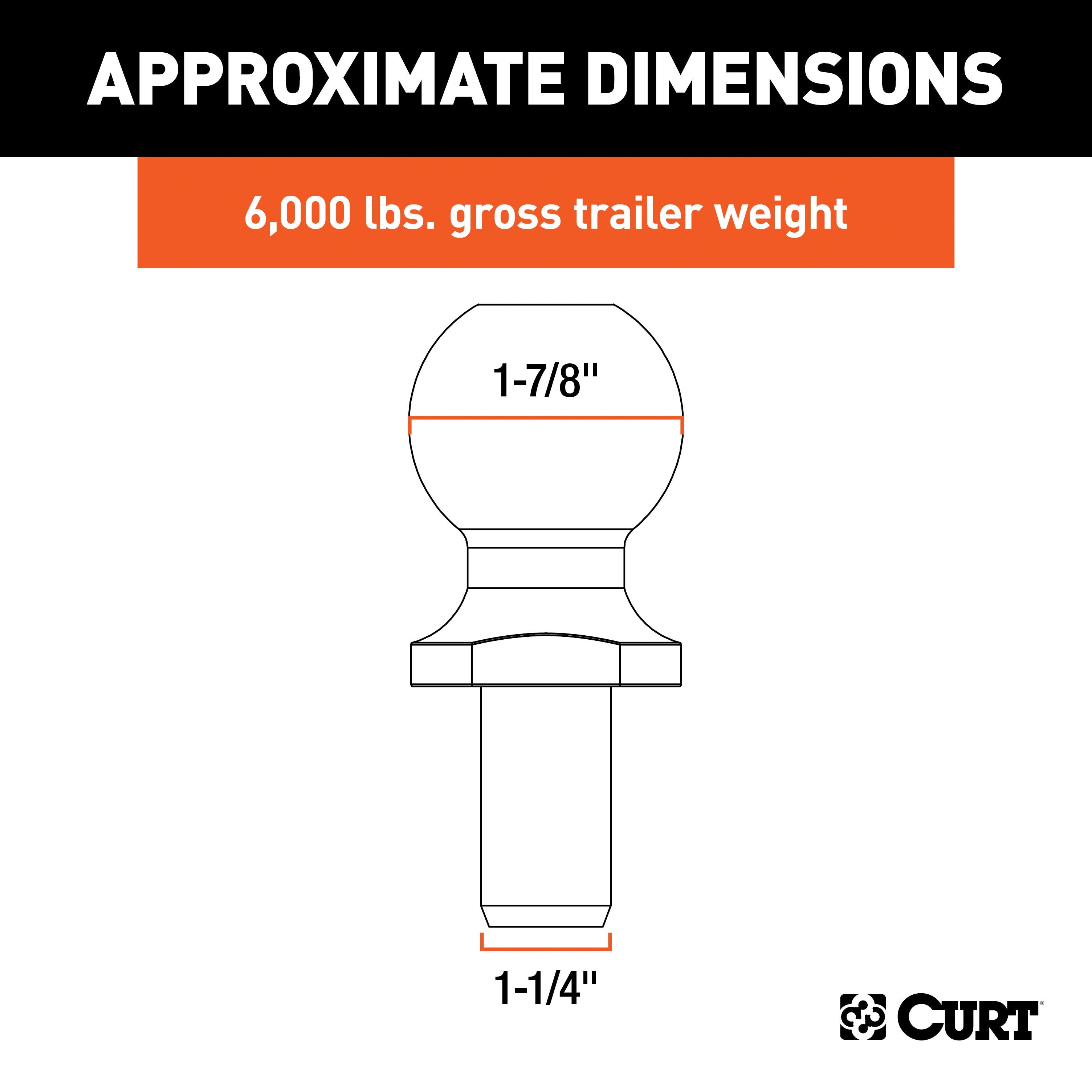 CURT Replacement 1-7/8-Inch Pintle Hitch Ball, 6,000 lbs, 1-1/4-Inch Shank Diameter Model 48810