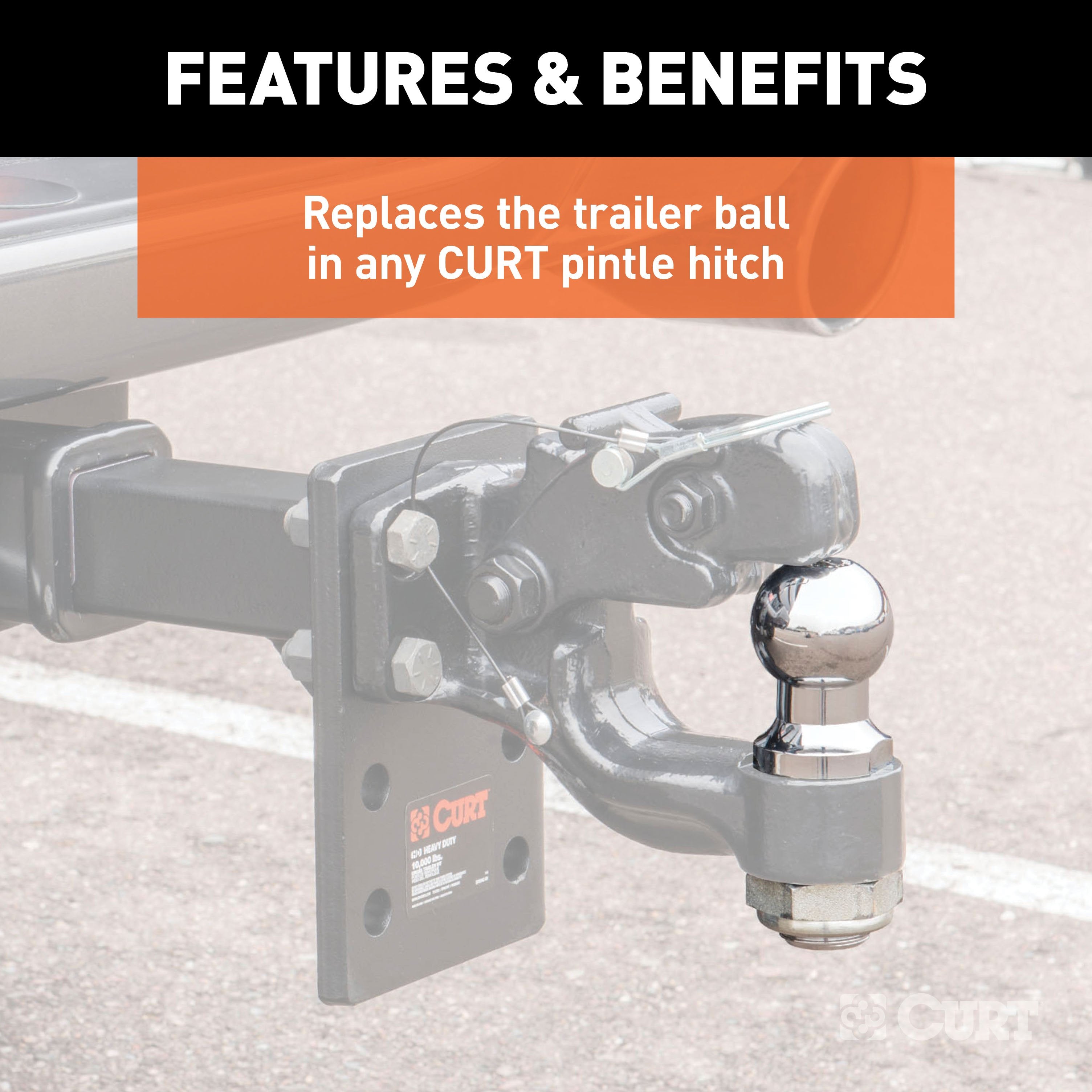 CURT Replacement 1-7/8-Inch Pintle Hitch Ball, 6,000 lbs, 1-1/4-Inch Shank Diameter Model 48810