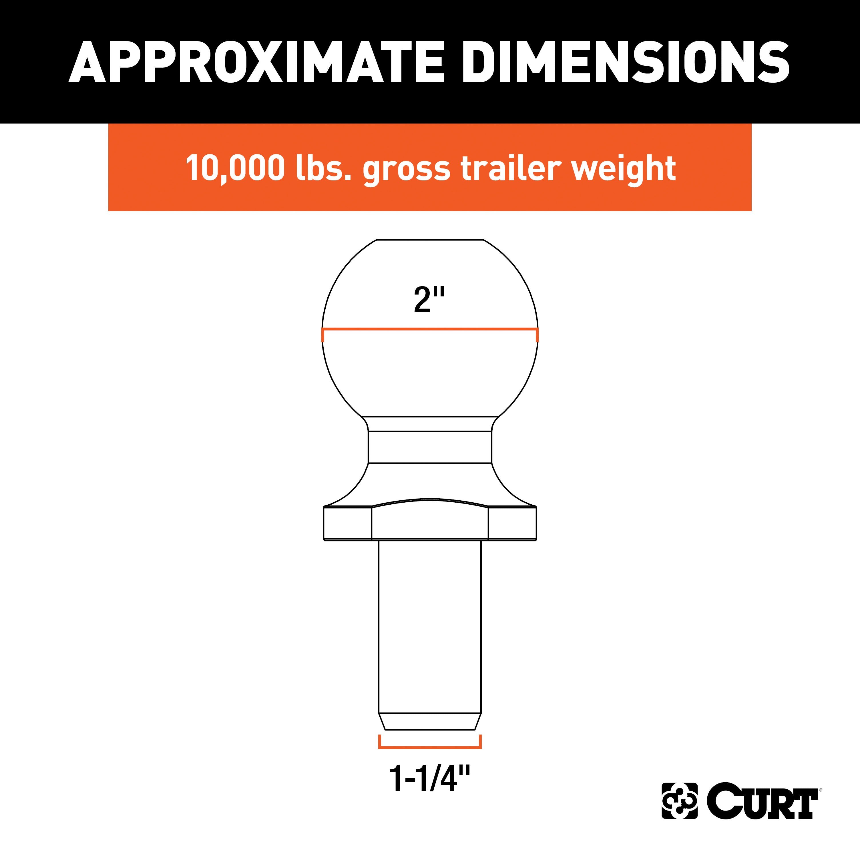 CURT Replacement 2-Inch Pintle Hitch Ball, 10,000 lbs, 1-1/4-Inch Shank Diameter Model 48820