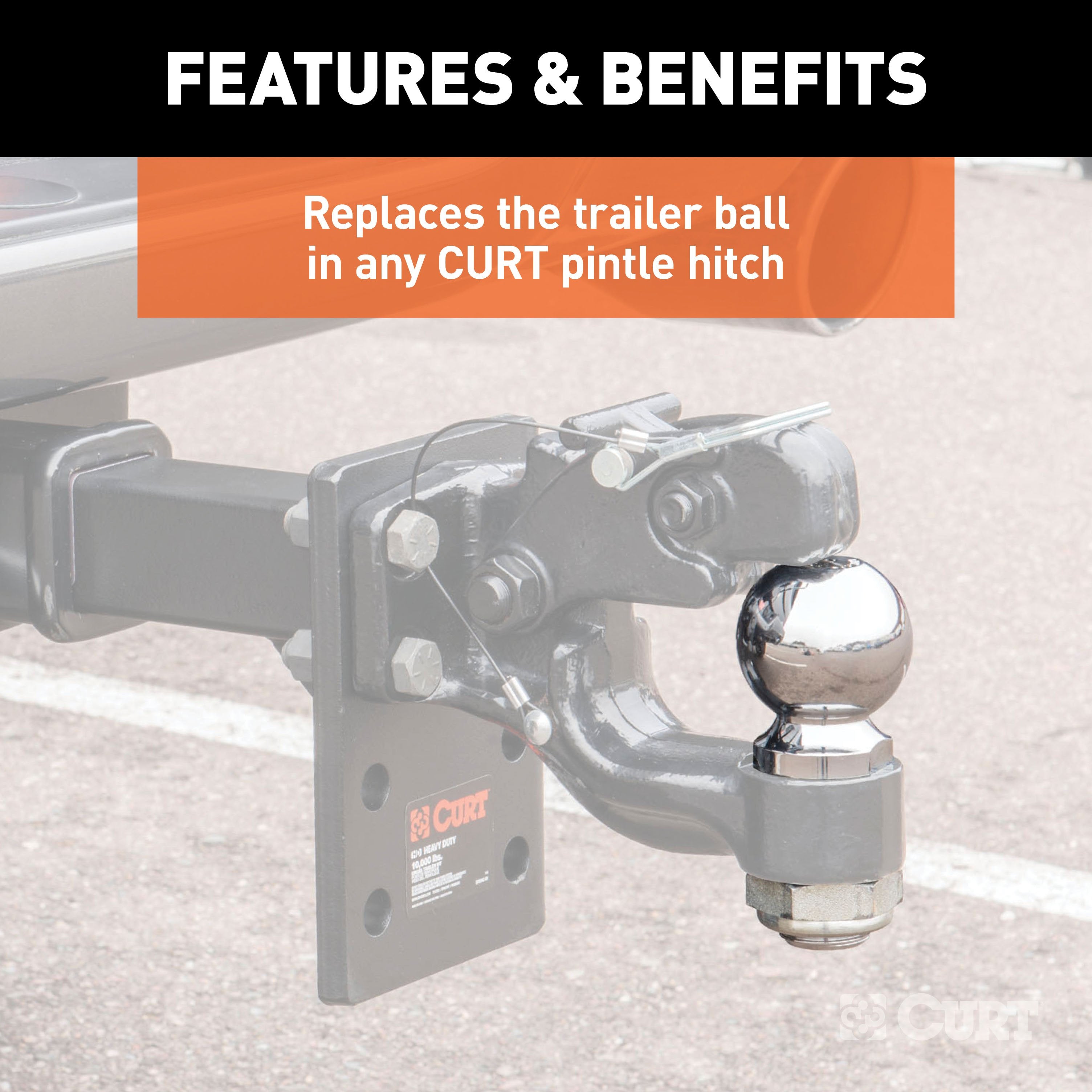 CURT Replacement 2-5/16-Inch Pintle Hitch Ball, 16,000 lbs, 1-1/4-Inch Shank Diameter Model 48830