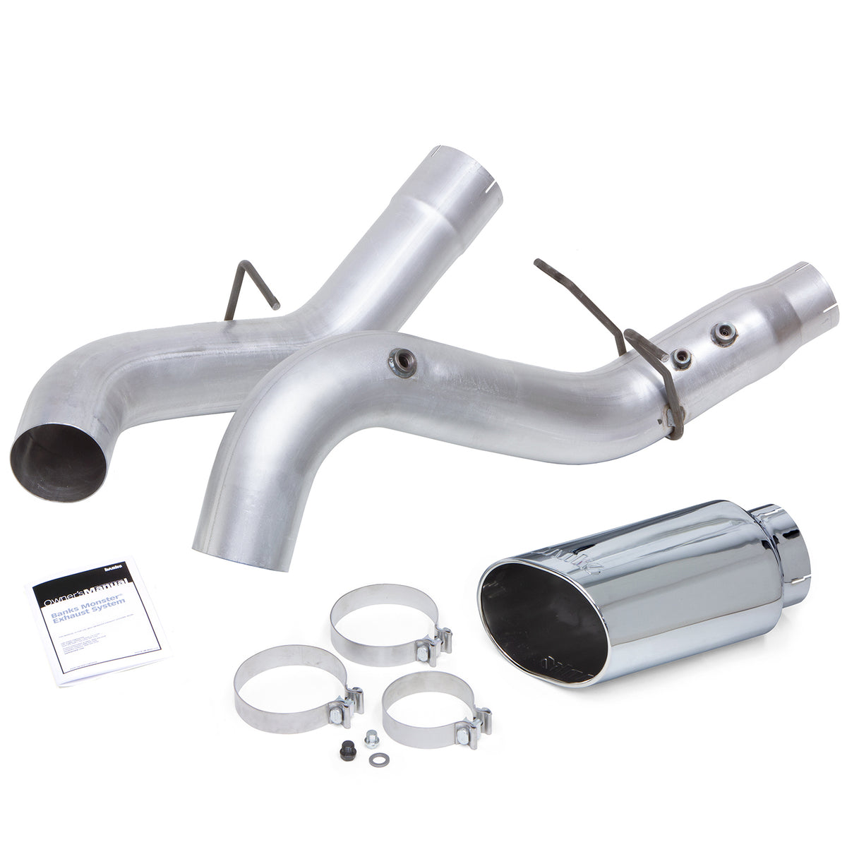 Monster Exhaust System 5-inch Single Exit Chrome Tip 20-22 Chevy/GMC 2500/3500 Duramax 6.6L L5P Banks Power