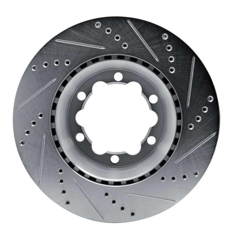 R1 06-25 American Coach Patriot Rear Left Drilled & Slotted Silver Brake Rotor
