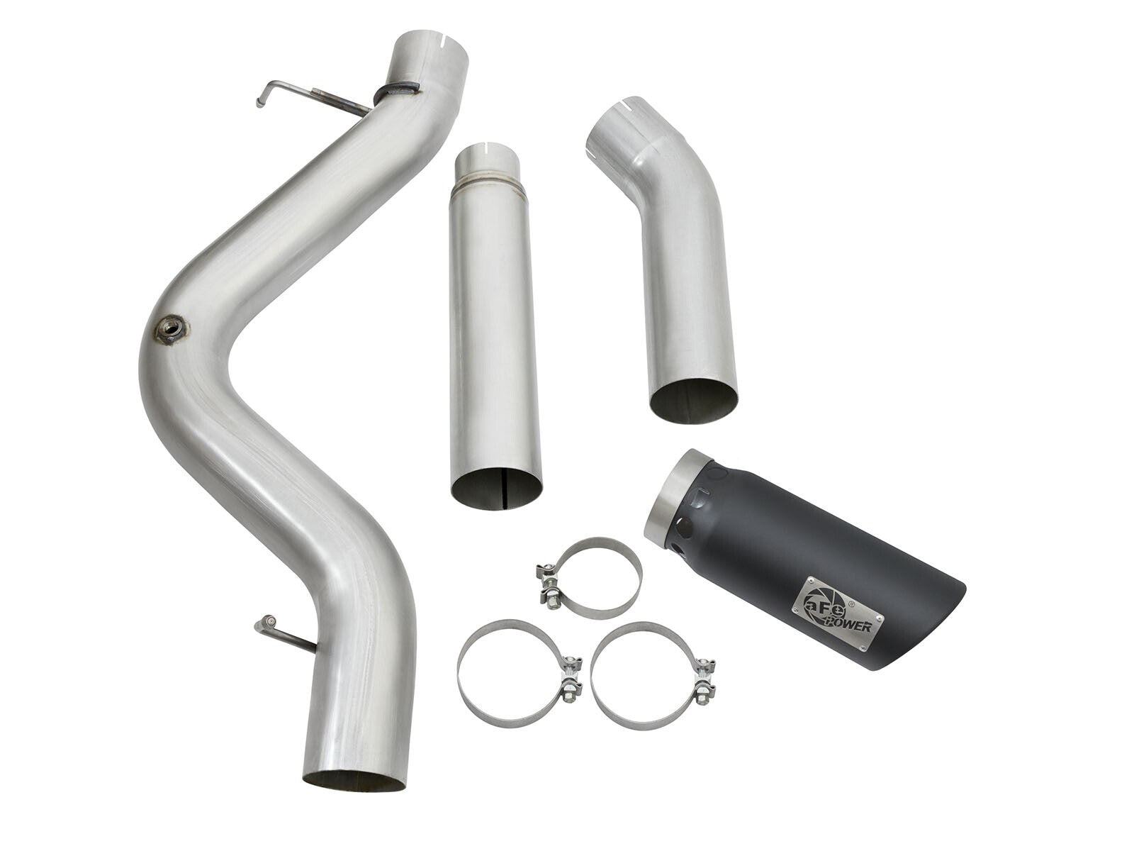 Atlas 5 Inch Aluminized Steel Dpf-Back Exhaust System w/Black Tip GM Diesel Trucks 2016 V8-6.6L (td) Lml aFe Power