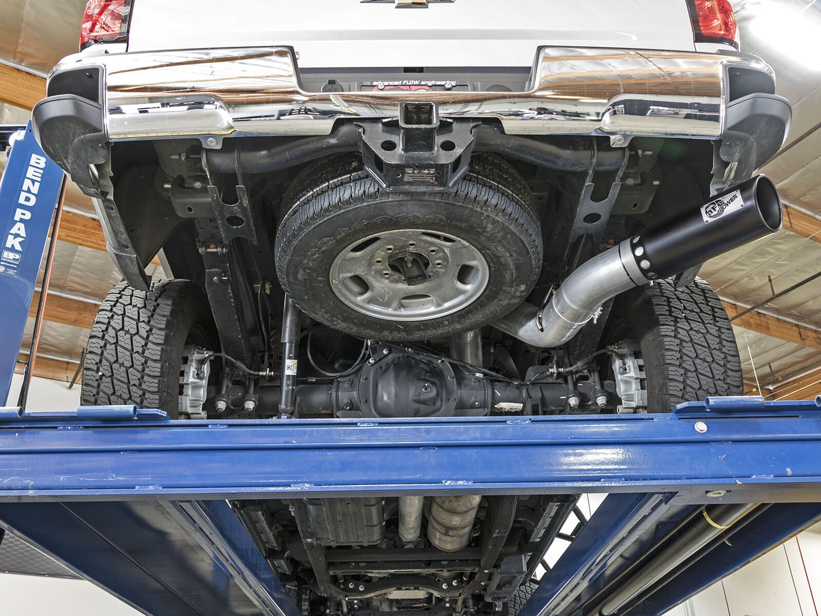Atlas 5 Inch Aluminized Steel Dpf-Back Exhaust System w/Black Tip GM Diesel Trucks 2016 V8-6.6L (td) Lml aFe Power
