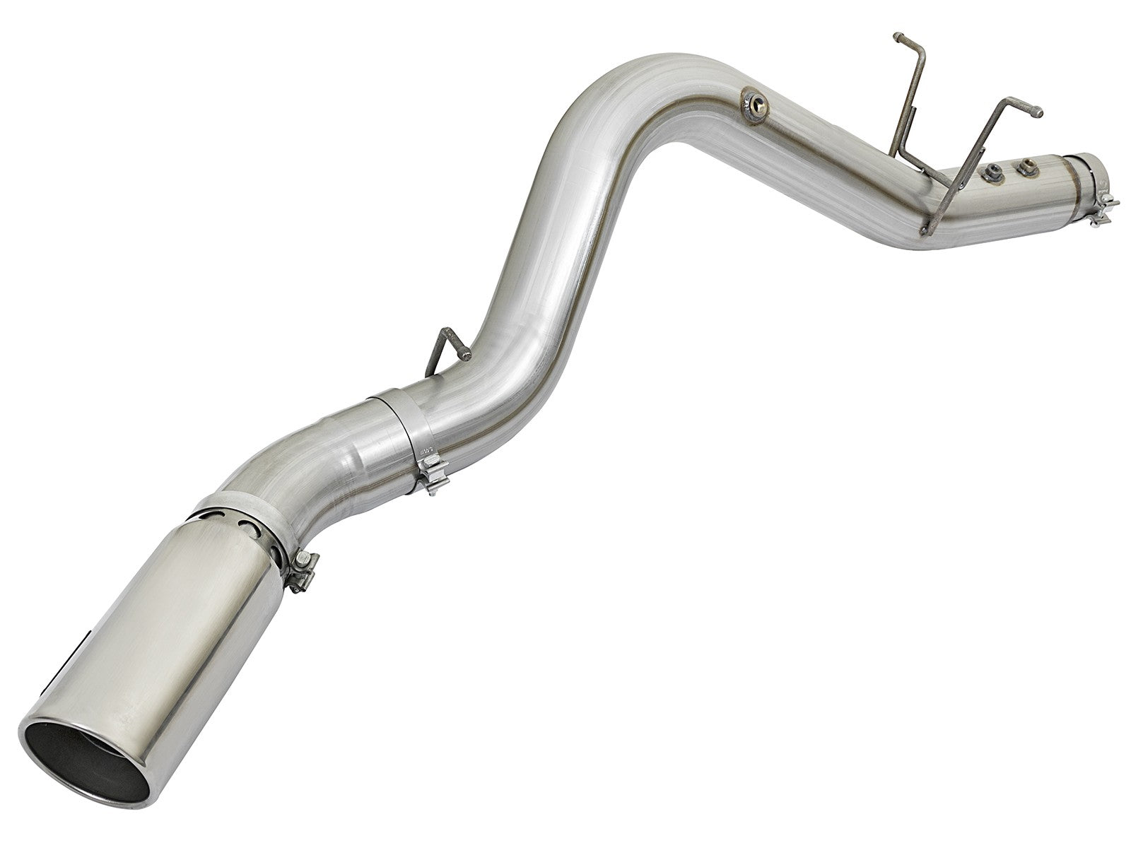 Atlas 4 Inch Aluminized Steel Dpf-Back Exhaust System w/ Polished Tip GM Diesel Trucks 17-19 V8-6.6L (td) L5P Single Rear Exit Position aFe Power
