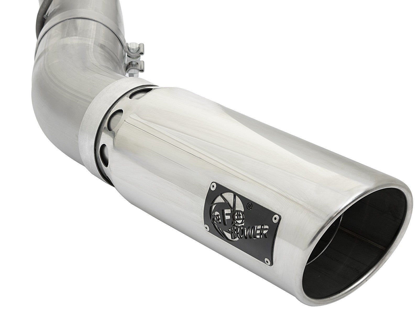 Atlas 4 Inch Aluminized Steel Dpf-Back Exhaust System w/ Polished Tip GM Diesel Trucks 17-19 V8-6.6L (td) L5P Single Rear Exit Position aFe Power