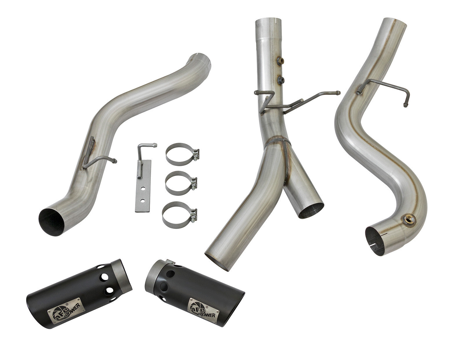 Atlas 4 Inch Aluminized Steel Dpf-Back Exhaust System w/ Black Tip GM Diesel Trucks 17-19 V8-6.6L (td) L5P aFe Power