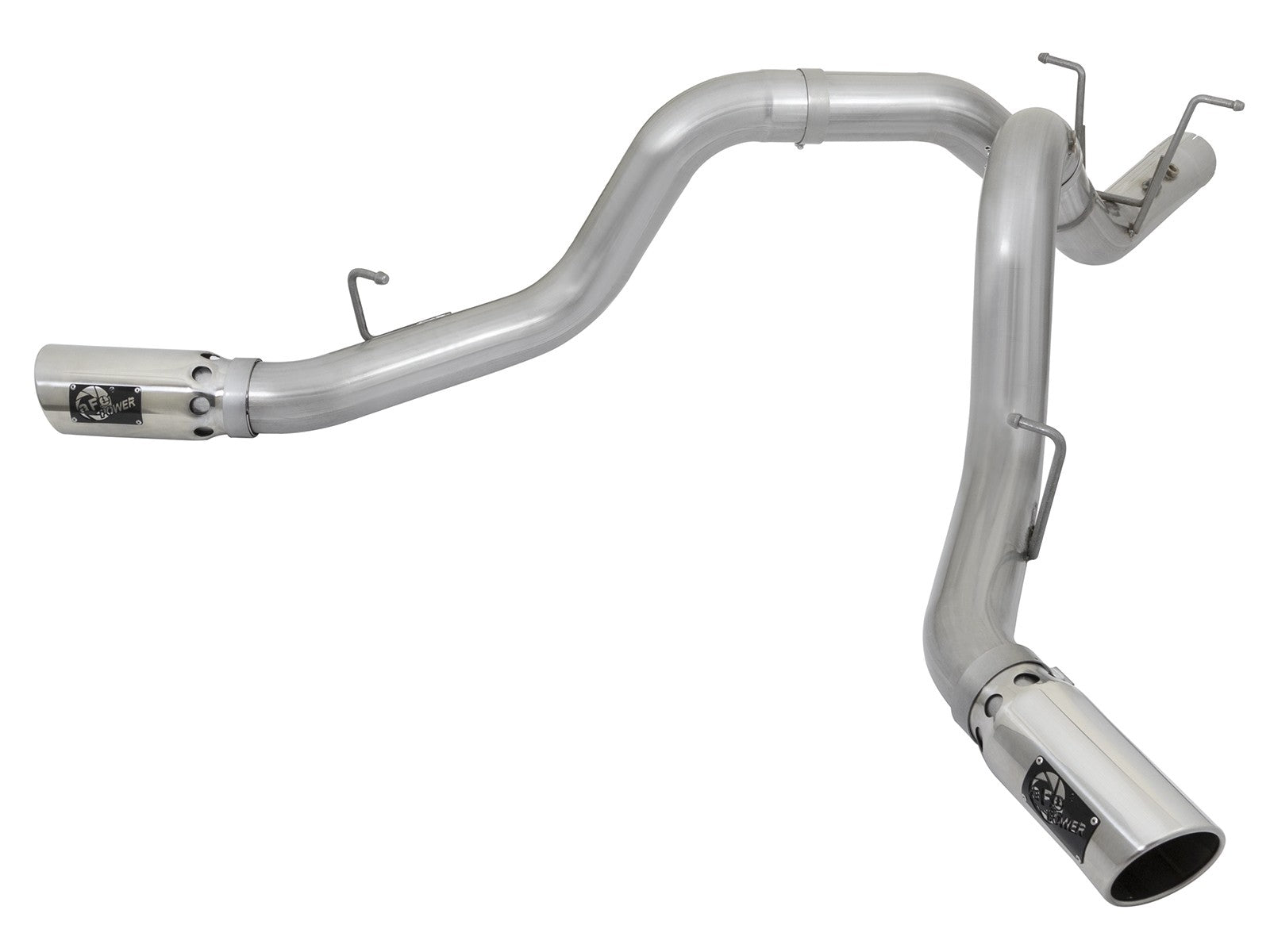 Atlas 4 Inch Aluminized Steel Dpf-Back Exhaust System w/ Polished Tip GM Diesel Trucks 17-19 V8-6.6L (td) L5P Dual Rear Exit Position aFe Power