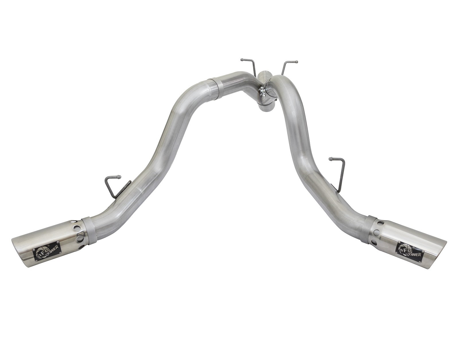 Atlas 4 Inch Aluminized Steel Dpf-Back Exhaust System w/ Polished Tip GM Diesel Trucks 17-19 V8-6.6L (td) L5P Dual Rear Exit Position aFe Power