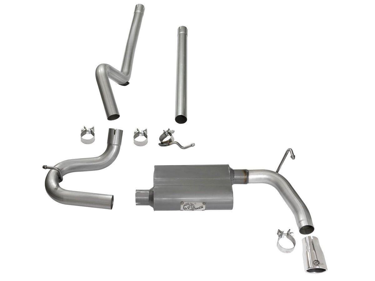 Scorpion 2-1/2 Inch Aluminized Steel Cat-Back Exhaust System w/ Polished Tip Jeep Wrangler (JK) 07-18 V6-3.6L/3.8L aFe Power