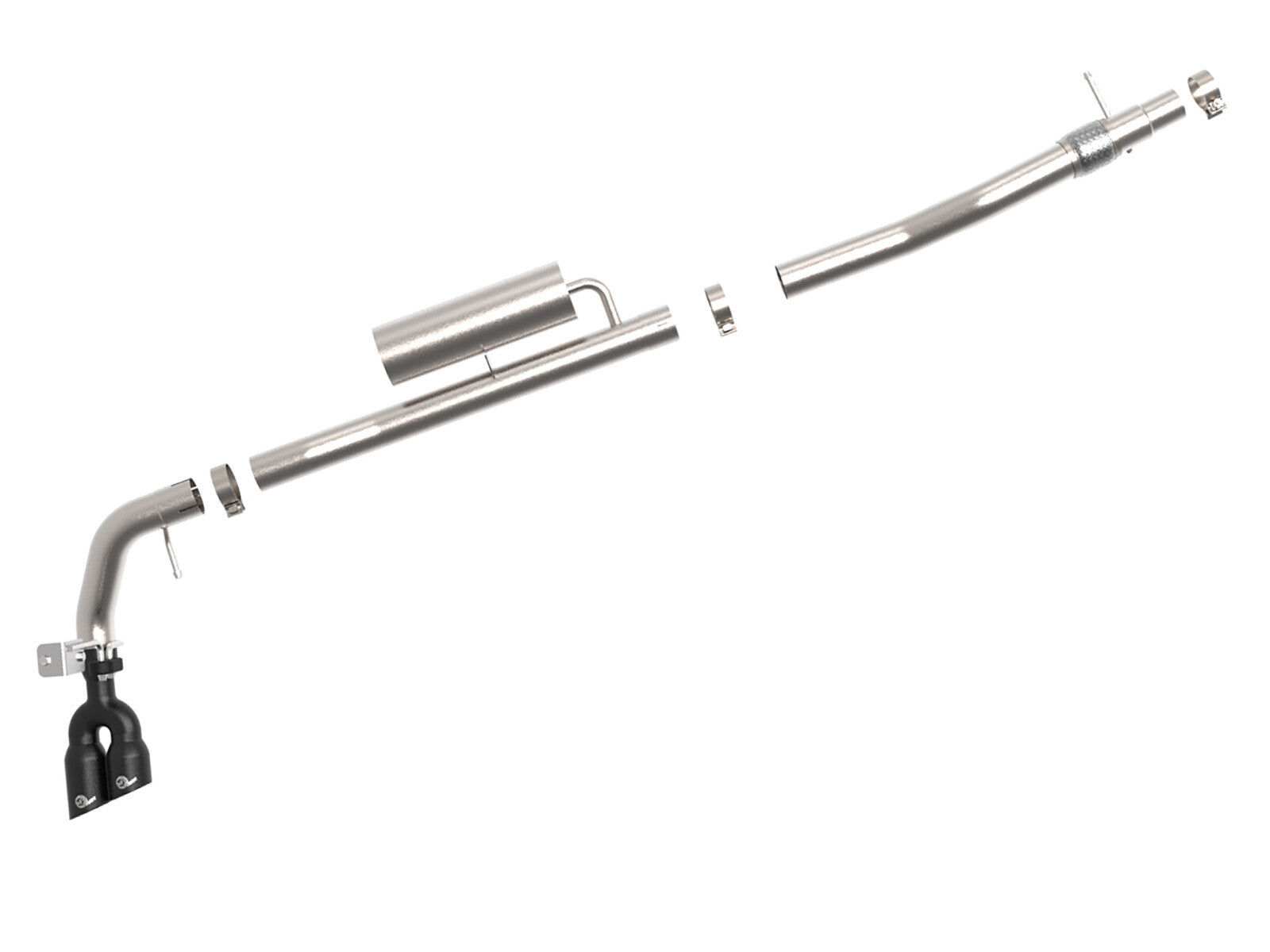 Rebel Series 3 Inch 304 Stainless Steel Cat-Back Exhaust System w/ Black Tips Ford Ranger 19-23 L4-2.3L (t) Straight Cut aFe Power