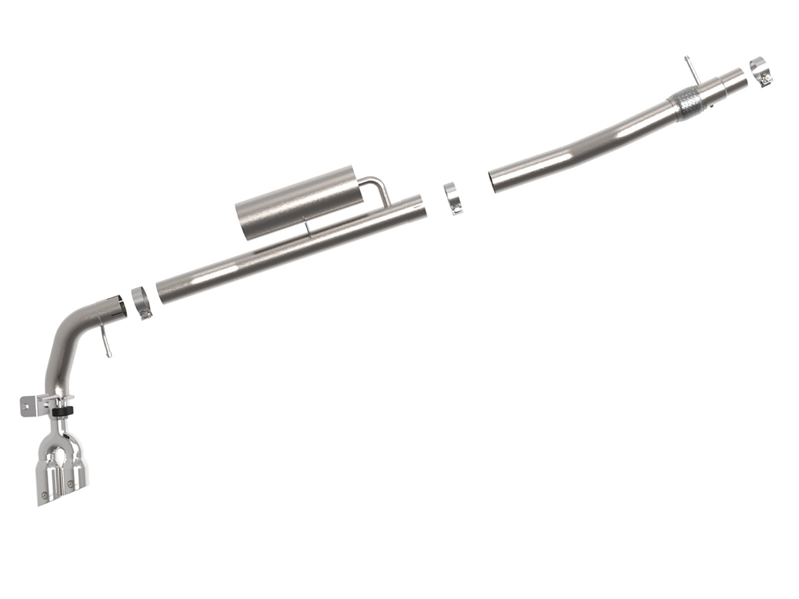 Rebel Series 3 Inch 304 Stainless Steel Cat-Back Exhaust System w/ Polished Tips Ford Ranger 19-23 L4-2.3L (t) Tuned Helmholtz Resonator aFe Power