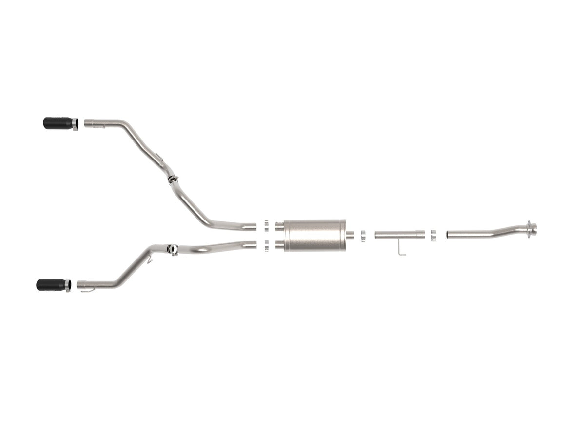 Vulcan Series 3 Inch 304SS Cat-Back Exhaust System Dual Rear Exit w/ Black Tips Ford F-150 21-26 V6-2.7L (tt)/3.5L (tt)/V8-5.0L aFe Power
