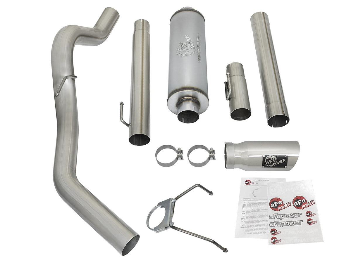 Large Bore-HD 4 Inch 409 Stainless Steel Cat-Back Exhaust System w/ Polished Tip Dodge Diesel Trucks 03-04 L6-5.9L (td) aFe Power