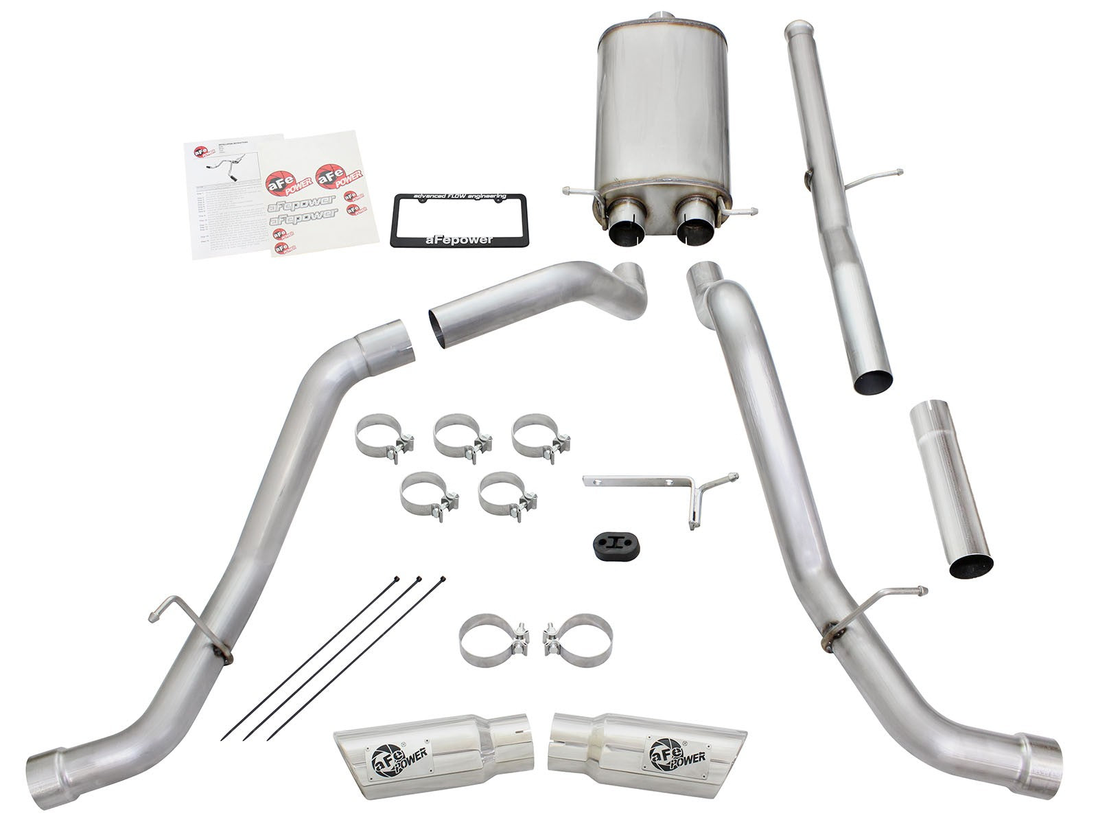 Mach Force-Xp 3 Inch 409 Stainless Steel Cat-Back Exhaust System w/Polished Tip GM Silverado/Sierra 1500 09-18 / Silverado Ld/Sierra Limited 2019 V6-4.3/V8-4.8/5.3L 17 Pounds Per Foot Torque Gain aFe Power