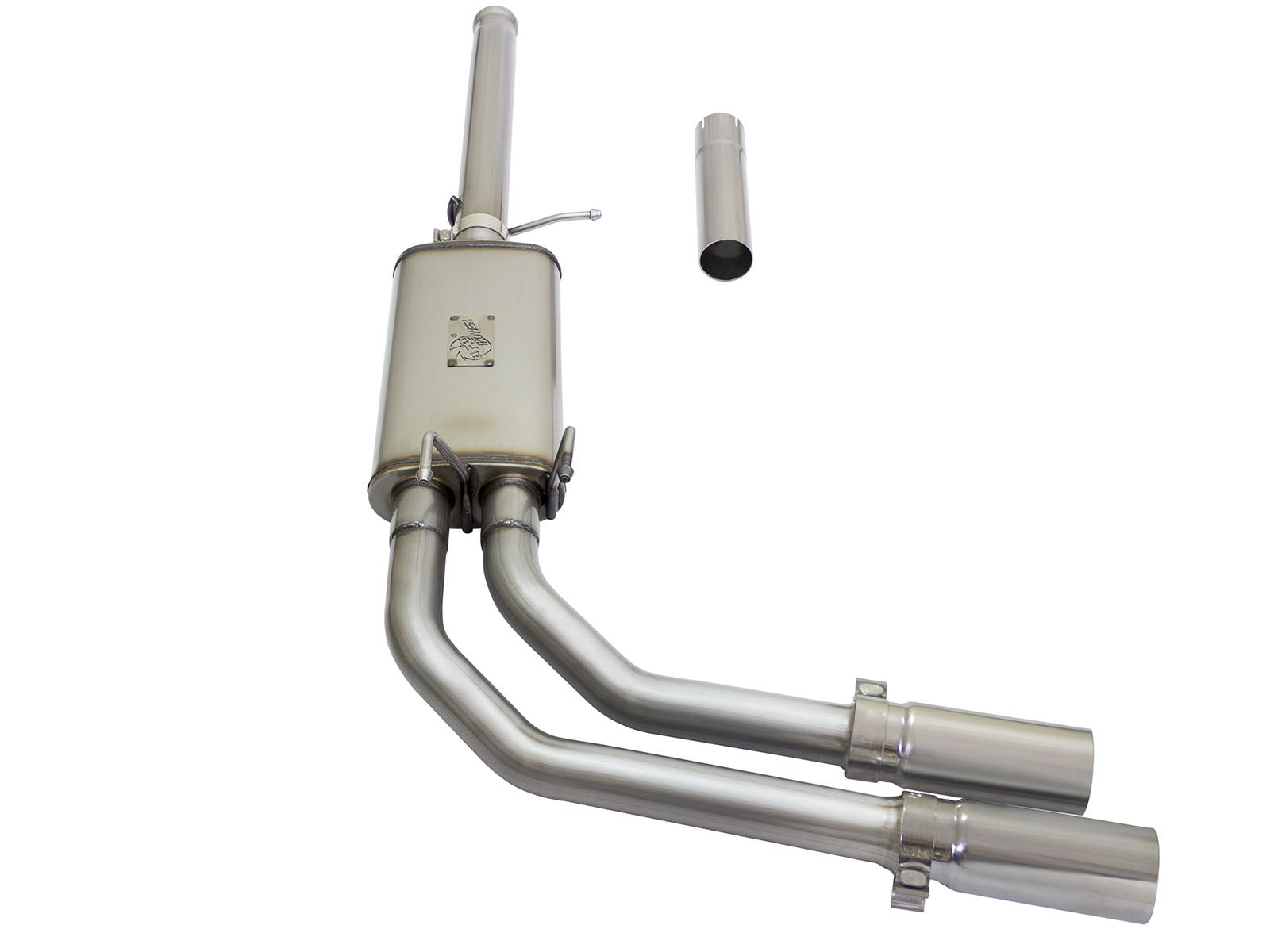 Rebel Series 3 Inch to 2-1/2 Inch 409 Stainless Steel Cat-Back Exhaust w/ Polish Tip Silverado/Sierra 1500 09-18 Crew Cab & Ext Cab V6-4.3/V8-4.8/5.3L aFe Power