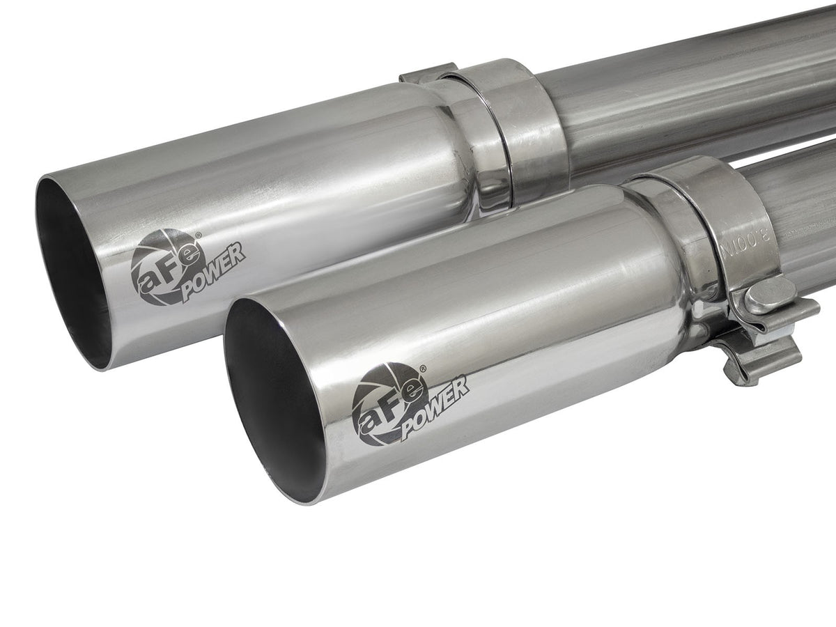 Rebel Series 3 Inch to 2-1/2 Inch 409 Stainless Steel Cat-Back Exhaust w/ Polish Tip Silverado/Sierra 1500 09-18 Crew Cab & Ext Cab V6-4.3/V8-4.8/5.3L aFe Power