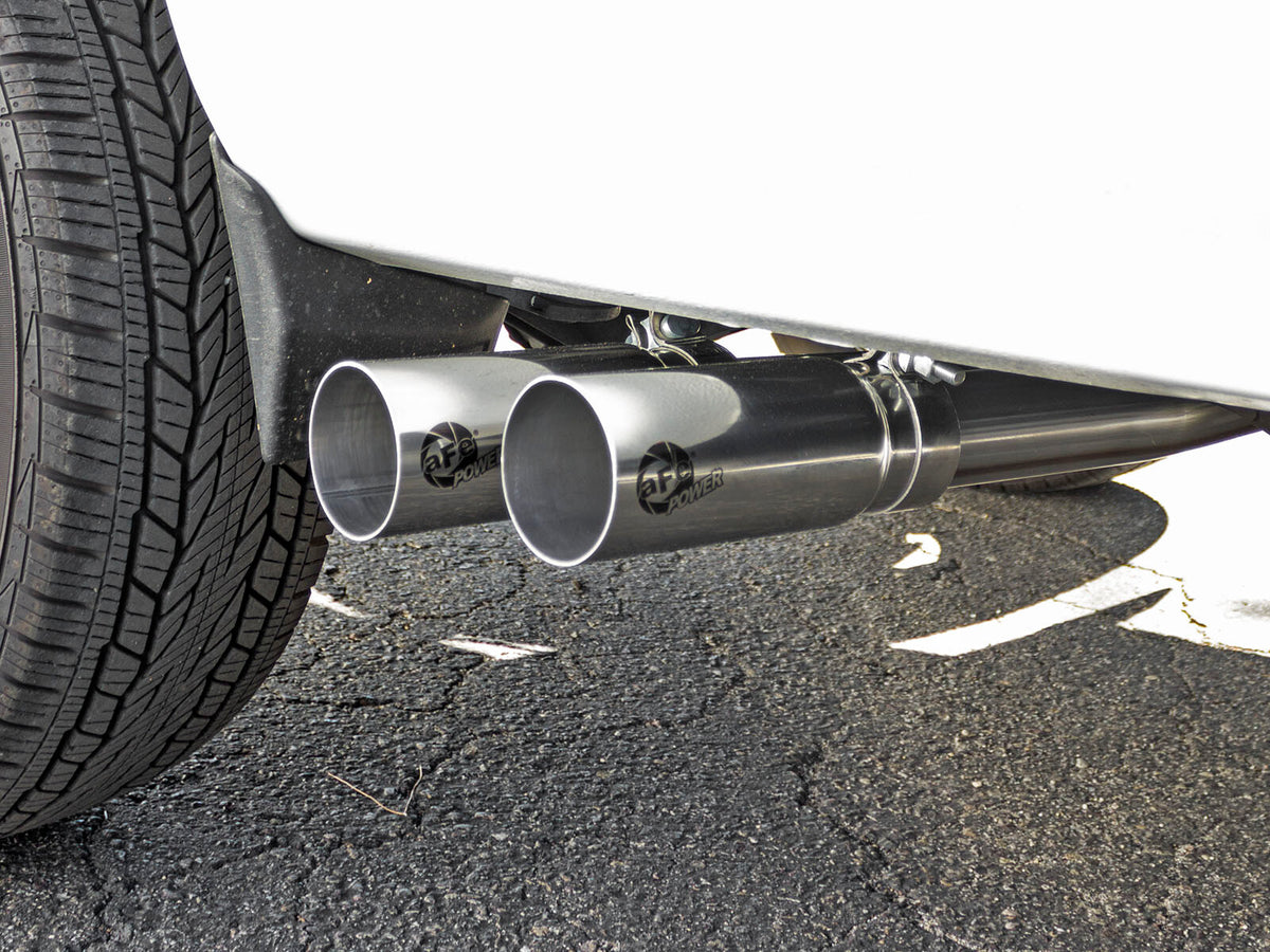 Rebel Series 3 Inch to 2-1/2 Inch 409 Stainless Steel Cat-Back Exhaust w/ Polish Tip Silverado/Sierra 1500 09-18 Crew Cab & Ext Cab V6-4.3/V8-4.8/5.3L aFe Power