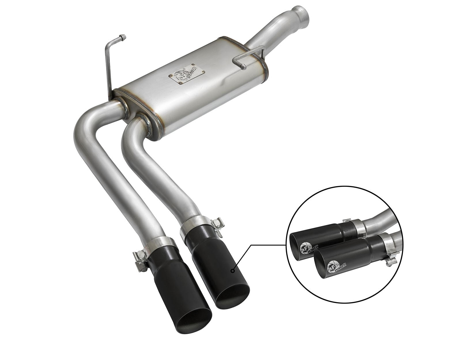 Rebel Series 3 Inch to 2-1/2 Inch 409 Stainless Steel Cat-Back Exhaust w/ Polish Tip Silverado/Sierra 1500 09-18 Reg Cab/Short Bed V6-4.3/V8-4.8/5.3L aFe Power