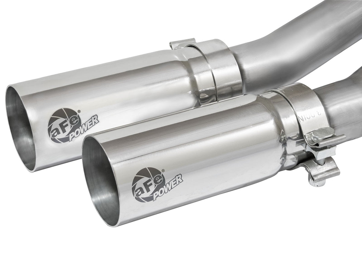 Rebel Series 3 Inch to 2-1/2 Inch 409 Stainless Steel Cat-Back Exhaust w/ Polish Tip Silverado/Sierra 1500 09-18 Reg Cab/Short Bed V6-4.3/V8-4.8/5.3L aFe Power