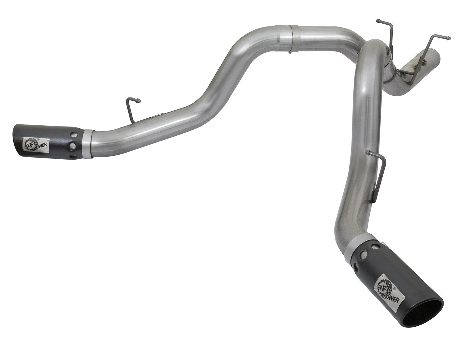 Large Bore-HD 4 Inch 409 Stainless Steel Dpf-Back Exhaust System w/Dual Black Tips GM Diesel Trucks 17-19 V8-6.6L (td) L5P aFe Power